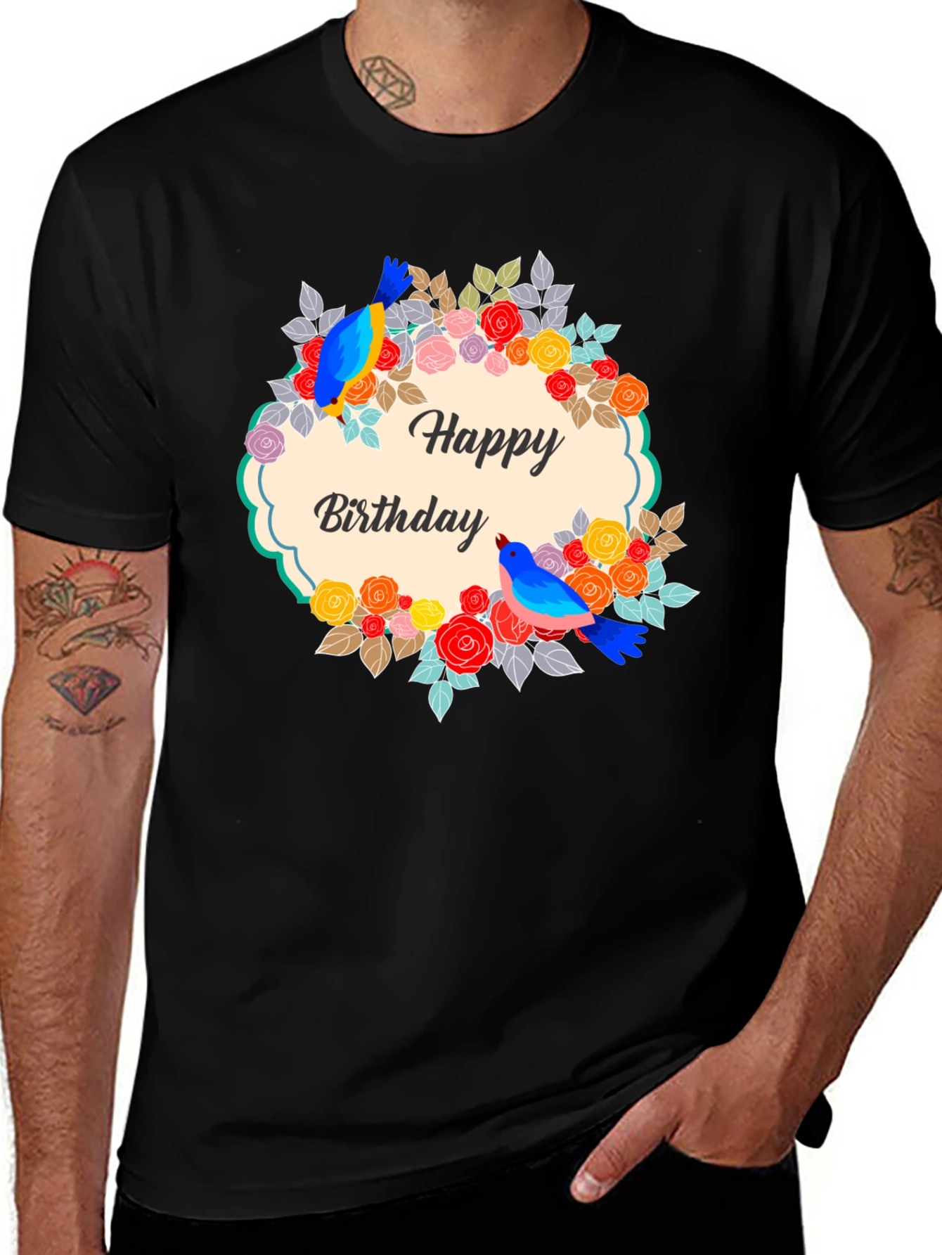 Happy Birthday Floral Bird T-Shirt