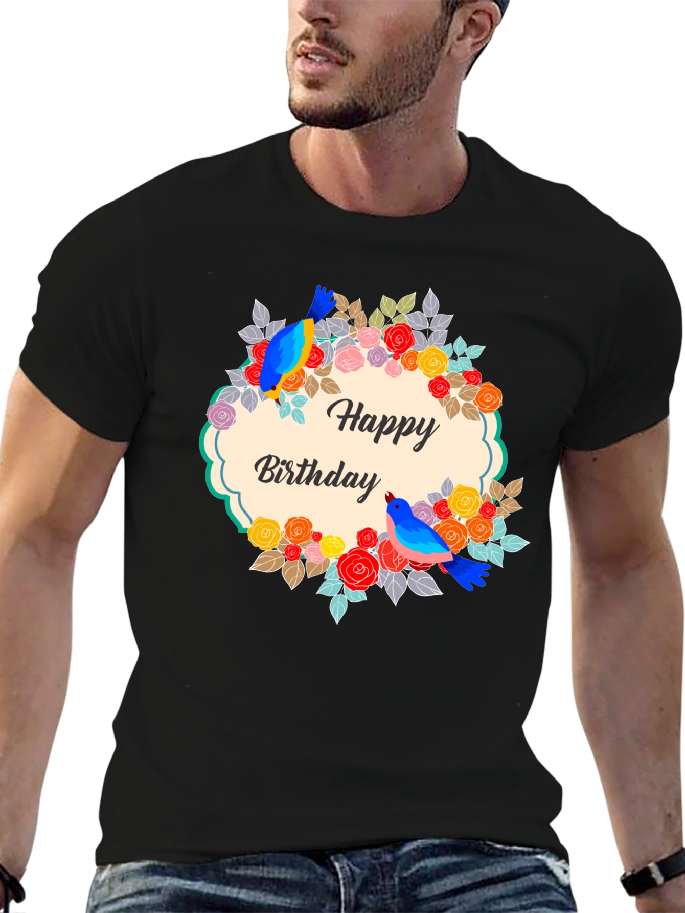 Happy Birthday Floral Bird T-Shirt