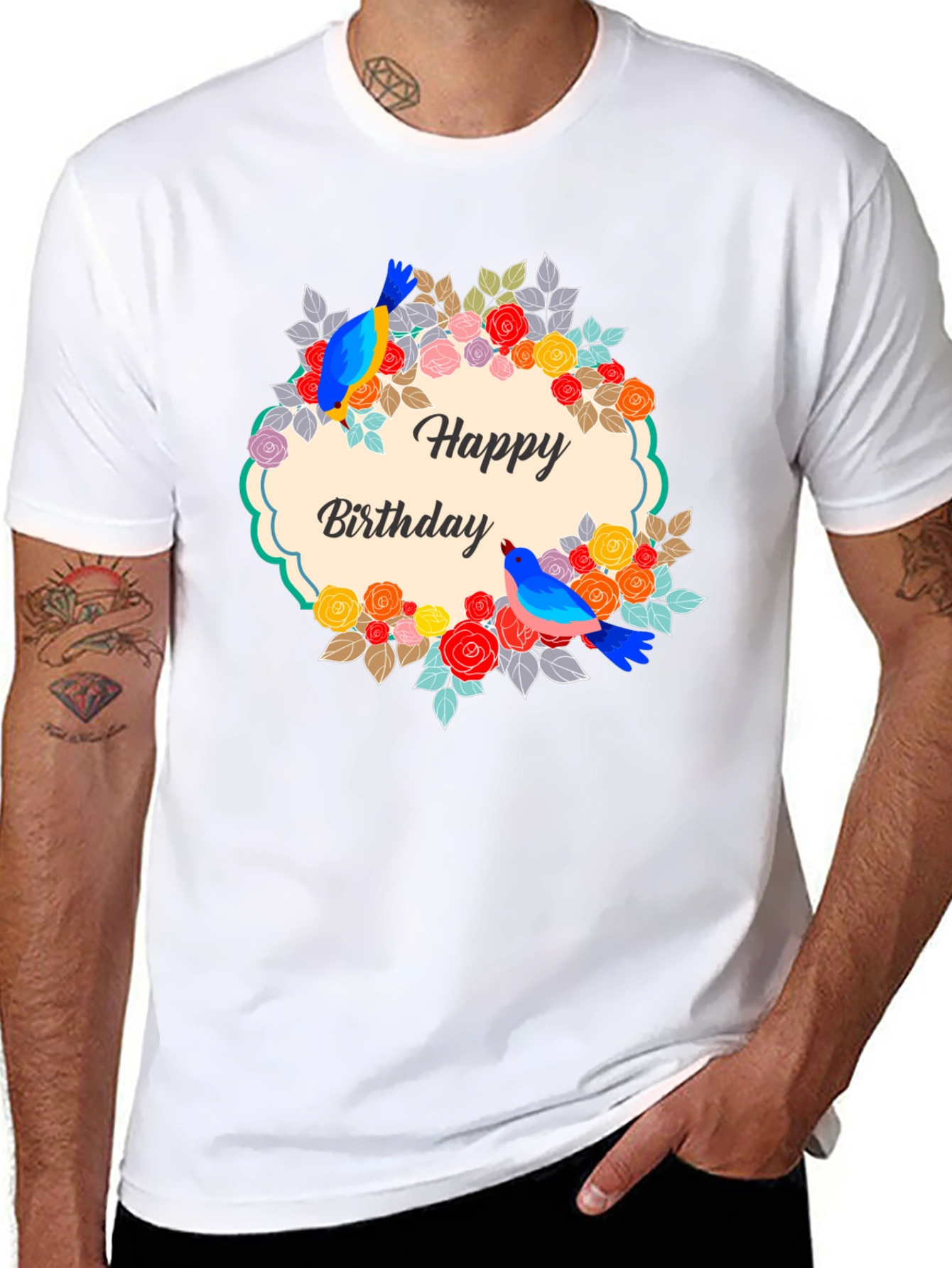 Happy Birthday Floral Bird T-Shirt