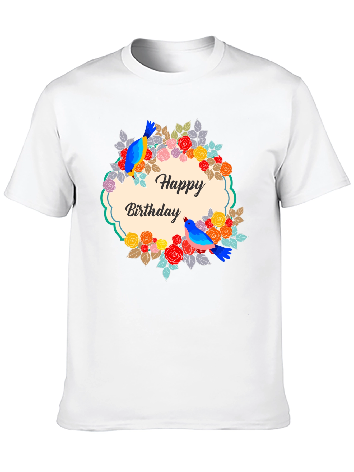 Happy Birthday Floral Bird T-Shirt