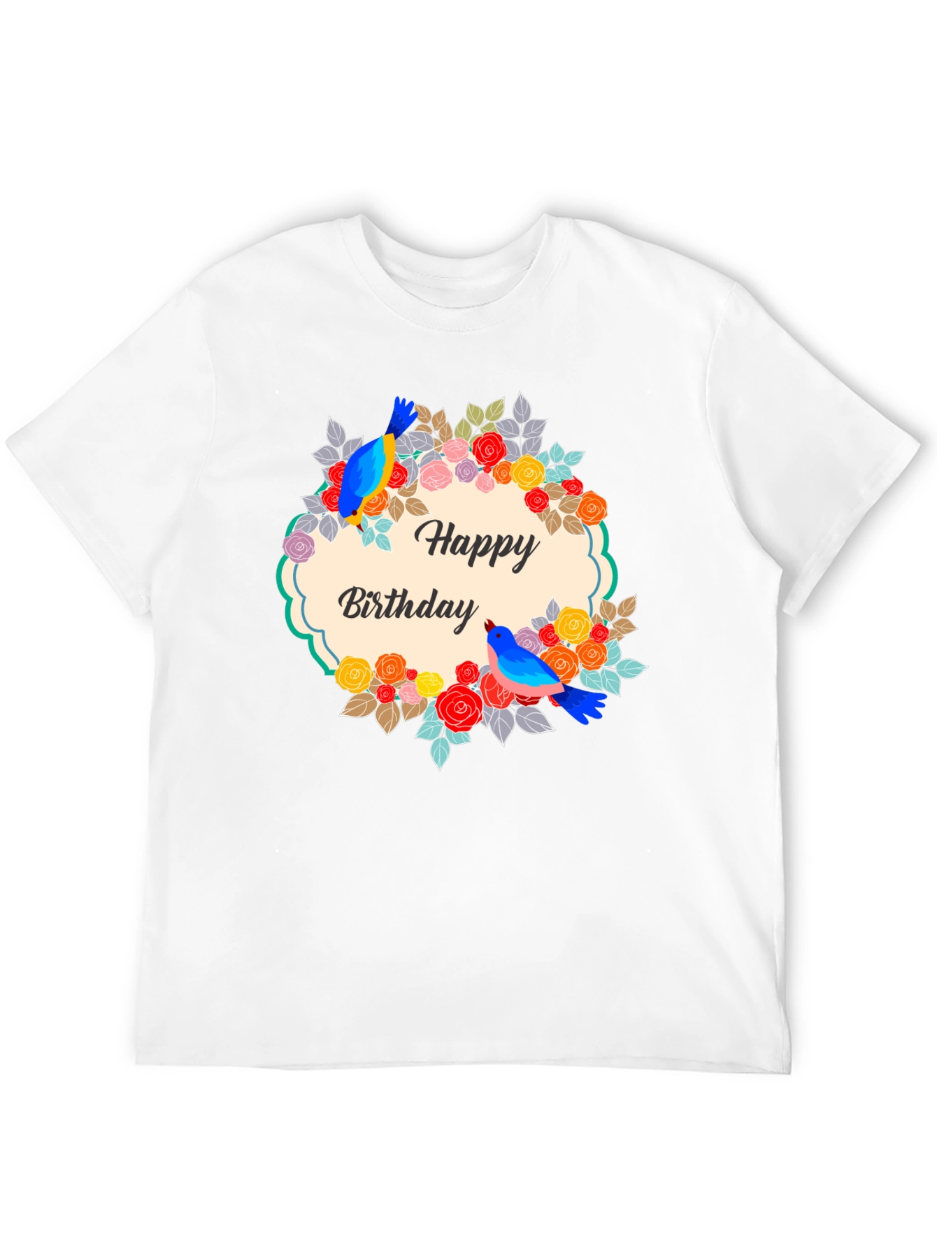 Happy Birthday Floral Bird T-Shirt