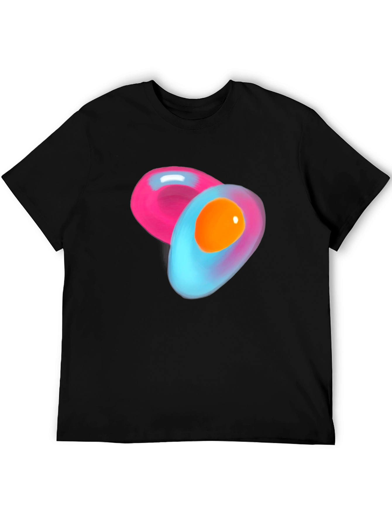 Abstract Egg Design Black Cotton T-Shirt