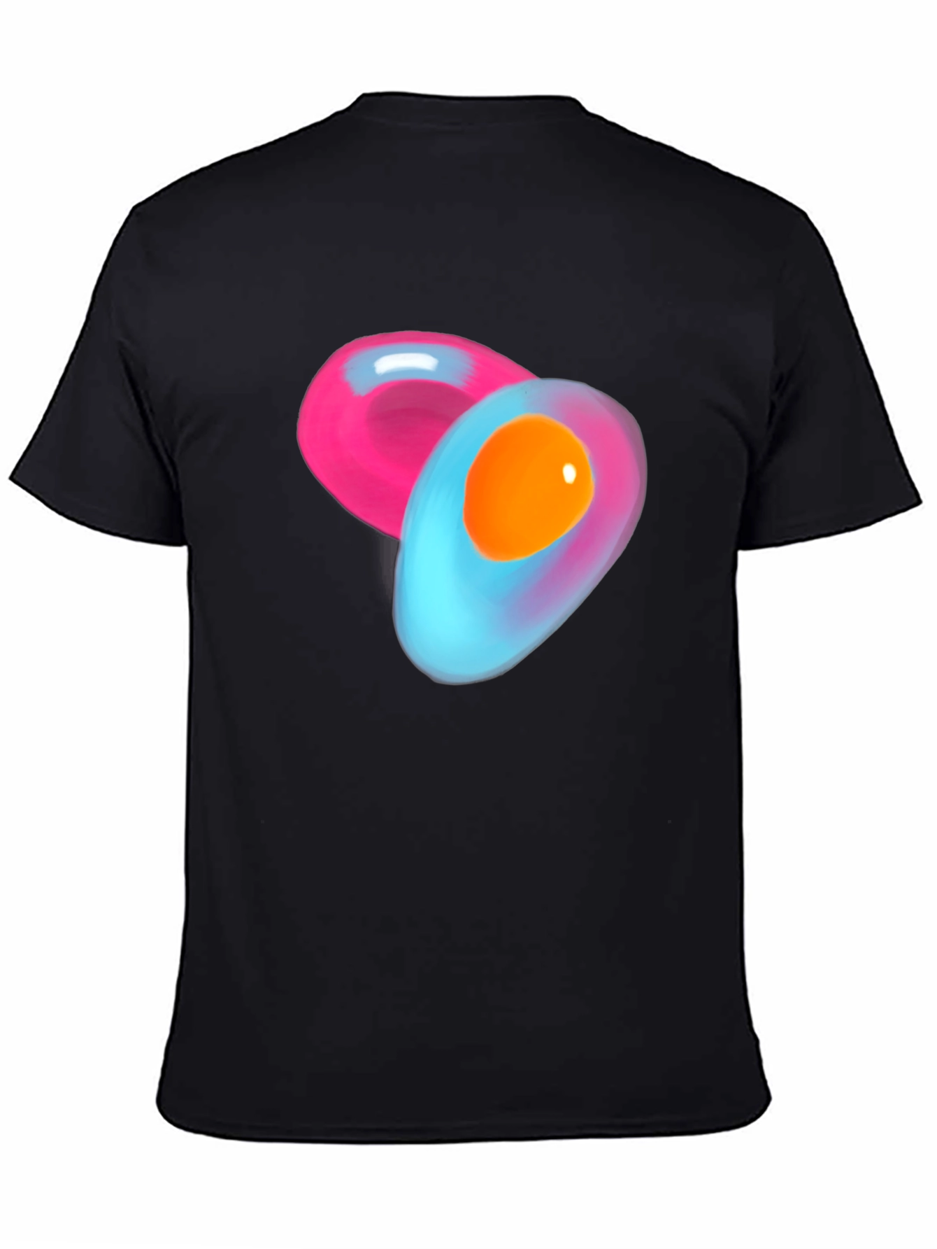 Abstract Egg Design Black Cotton T-Shirt