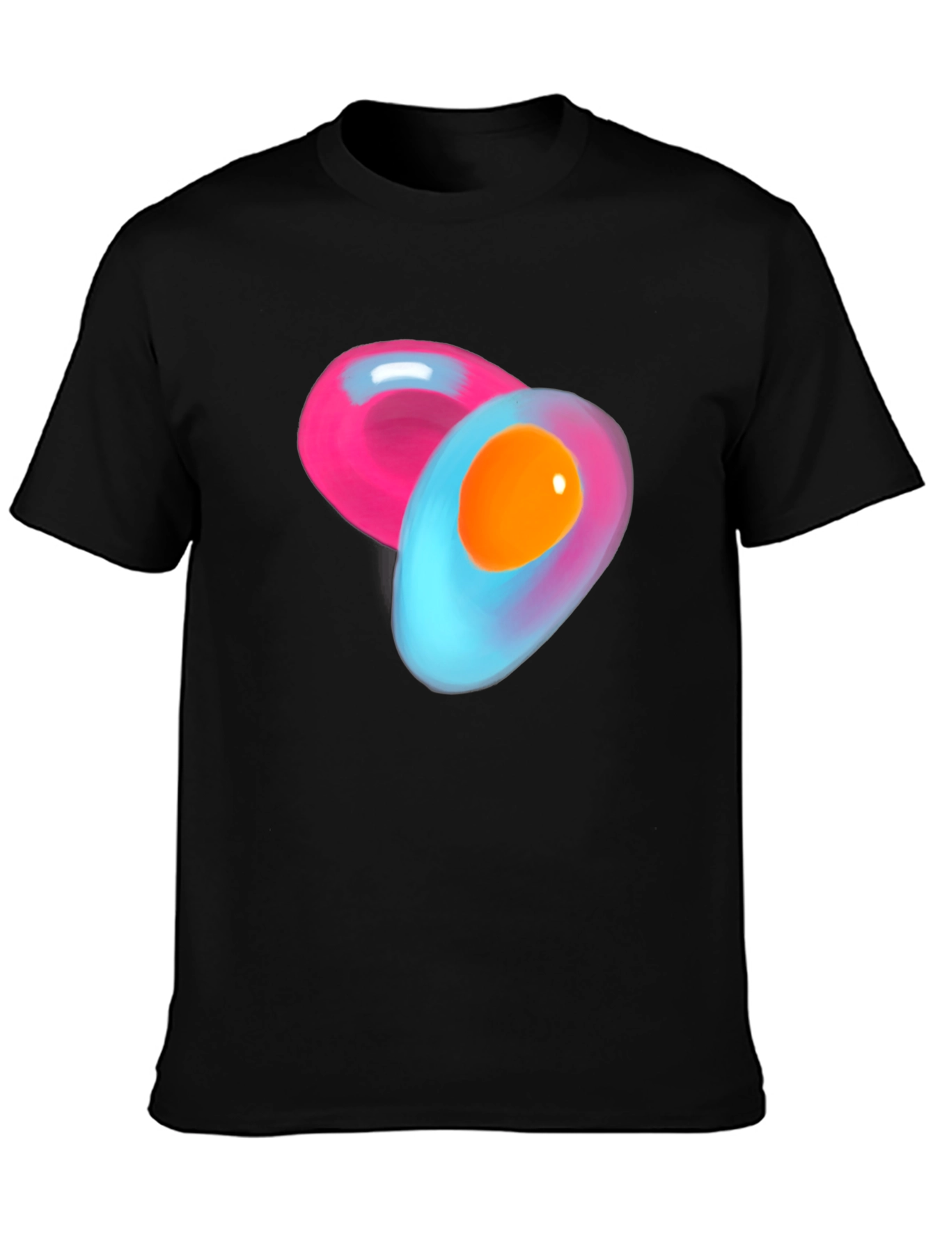 Abstract Egg Design Black Cotton T-Shirt