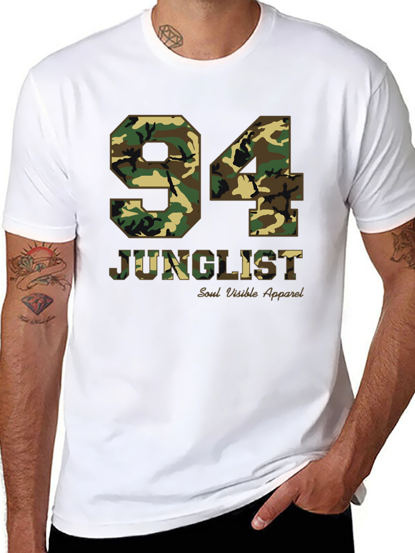 94 Junglist Camo Print Graphic Tee