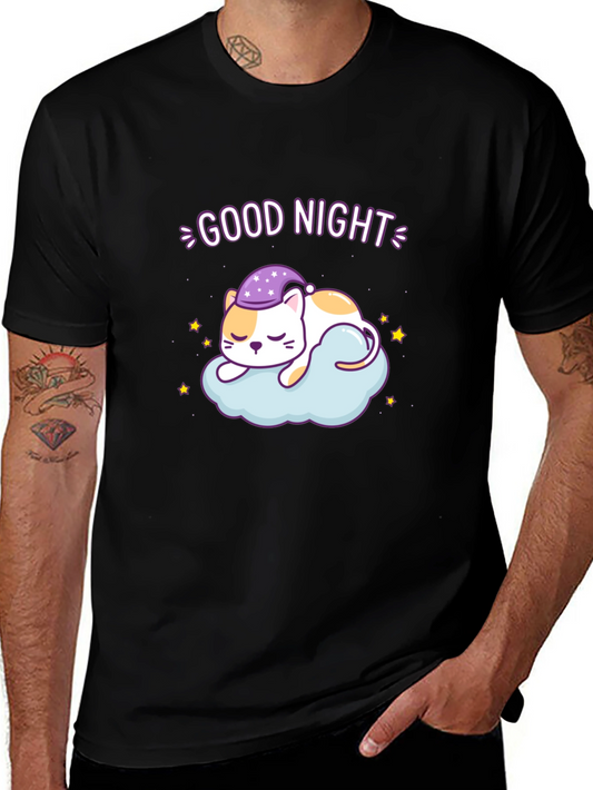 Cute Good Night Cat Sleeping on Cloud T-Shirt