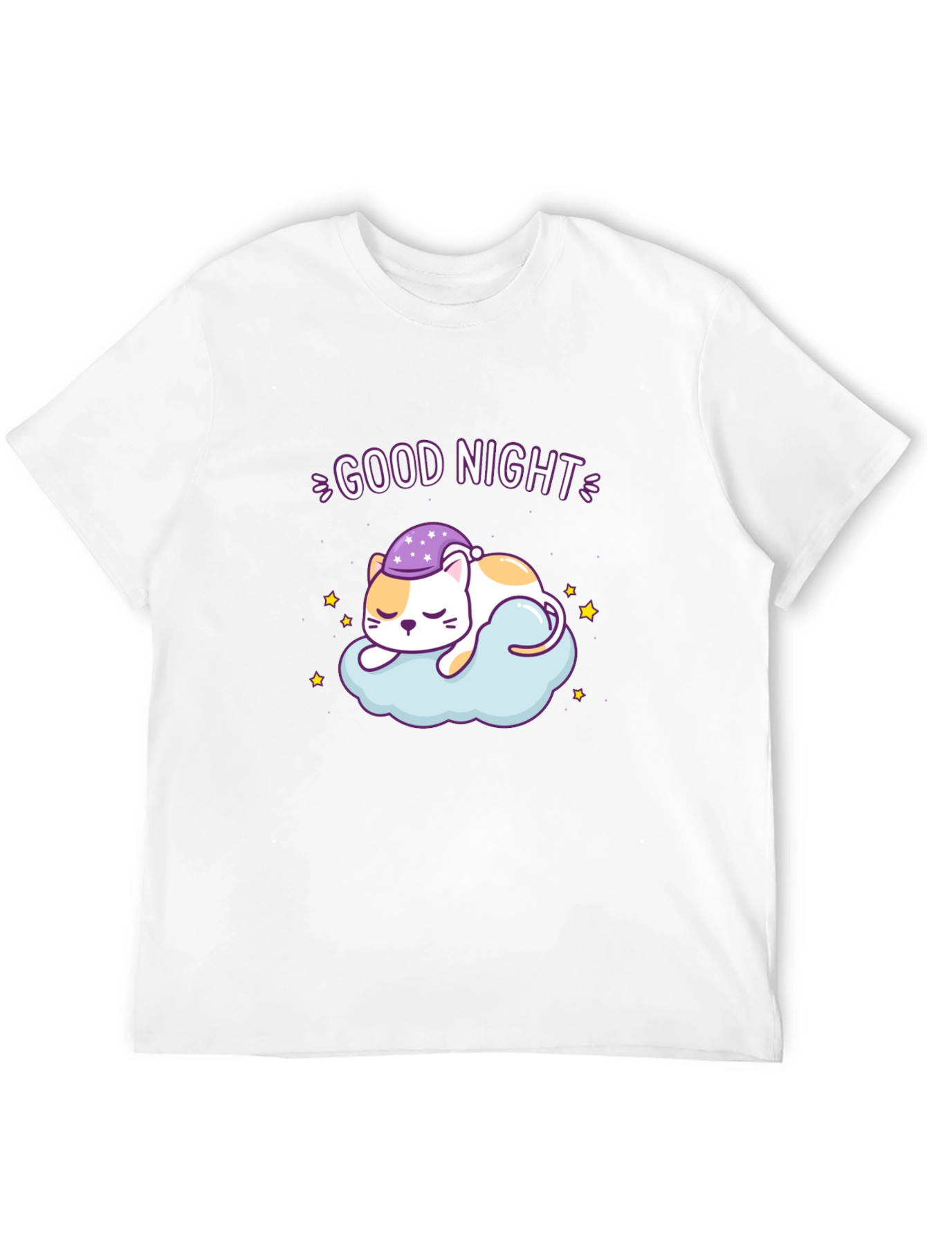 Cute Good Night Cat Sleeping on Cloud T-Shirt