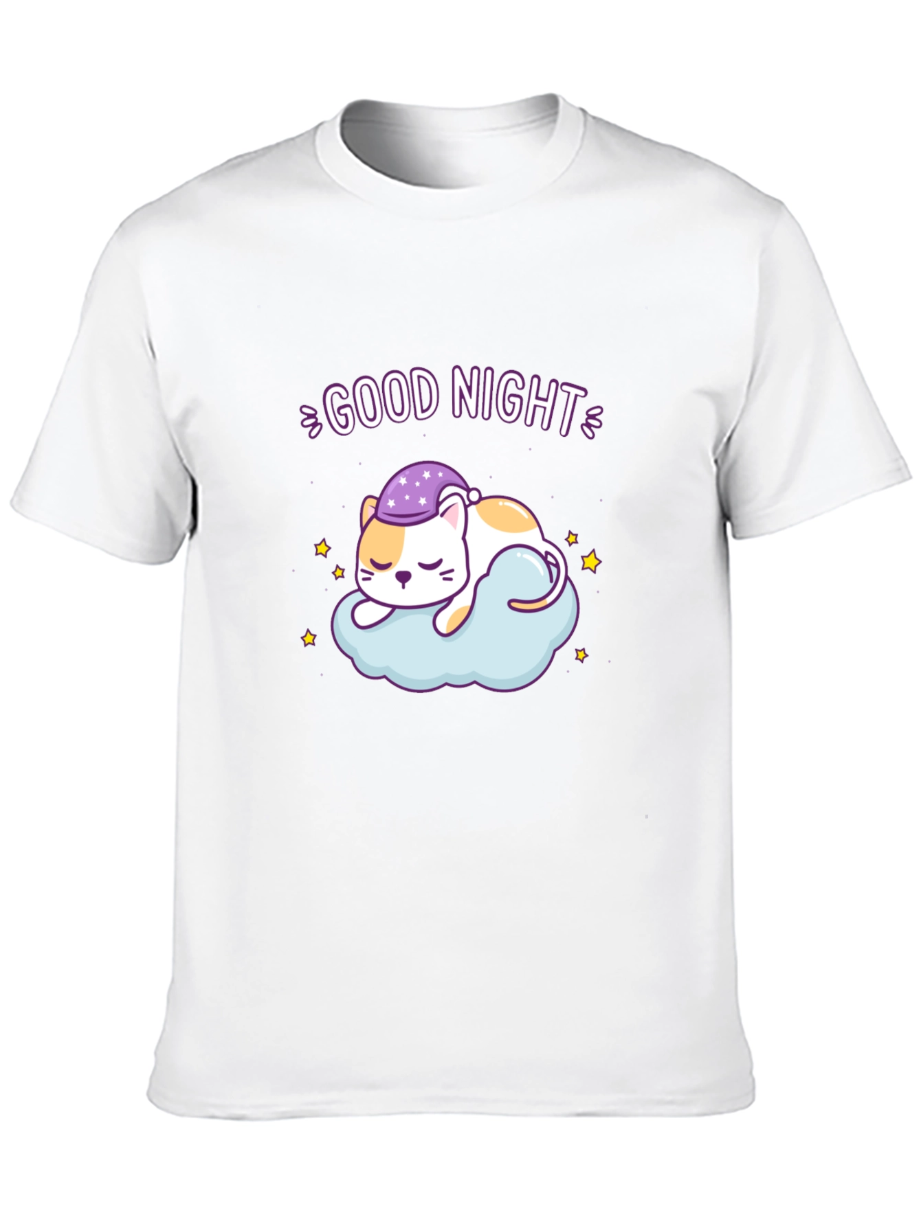 Cute Good Night Cat Sleeping on Cloud T-Shirt