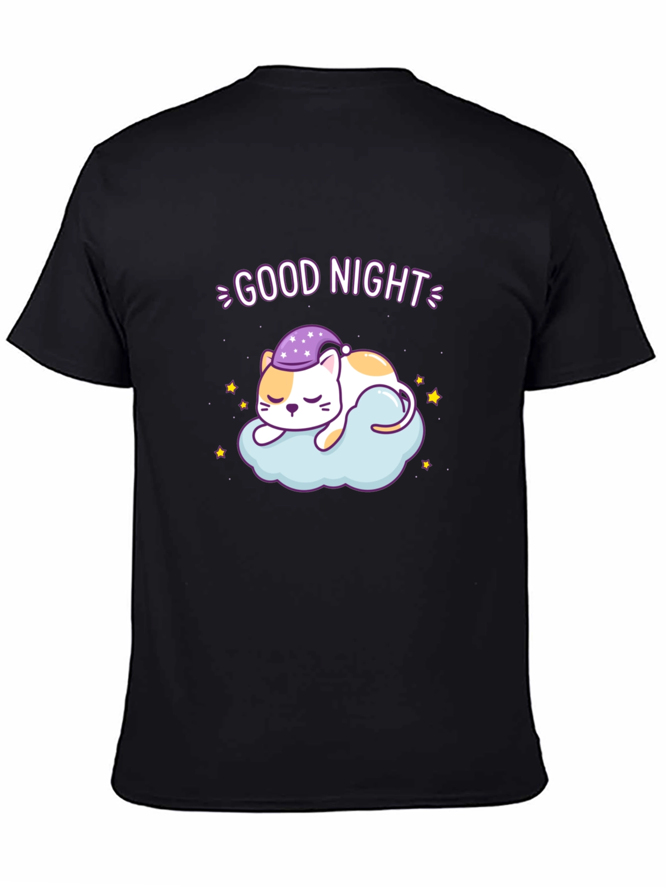 Cute Good Night Cat Sleeping on Cloud T-Shirt