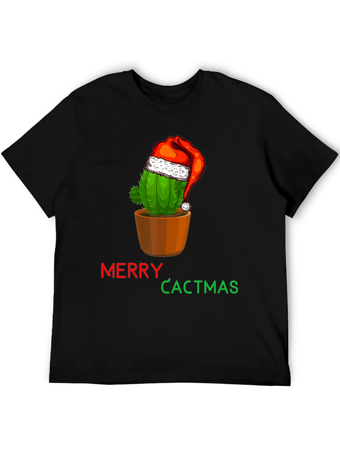 Merry Cactmas T-Shirt Cactus Santa Hat Holiday Tee