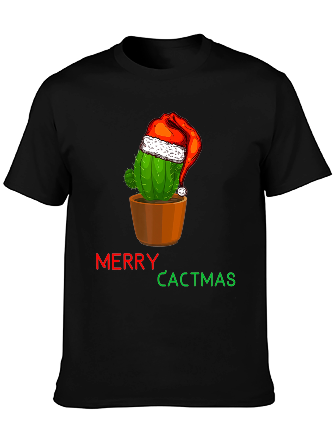 Merry Cactmas T-Shirt Cactus Santa Hat Holiday Tee