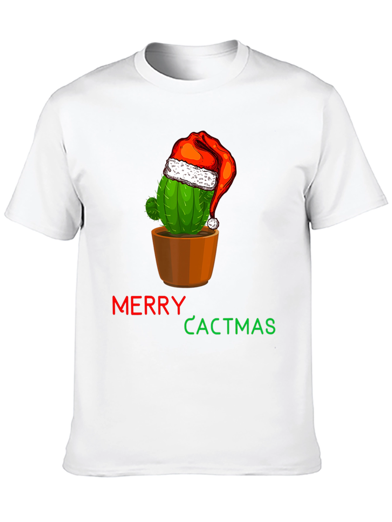 Merry Cactmas T-Shirt Cactus Santa Hat Holiday Tee