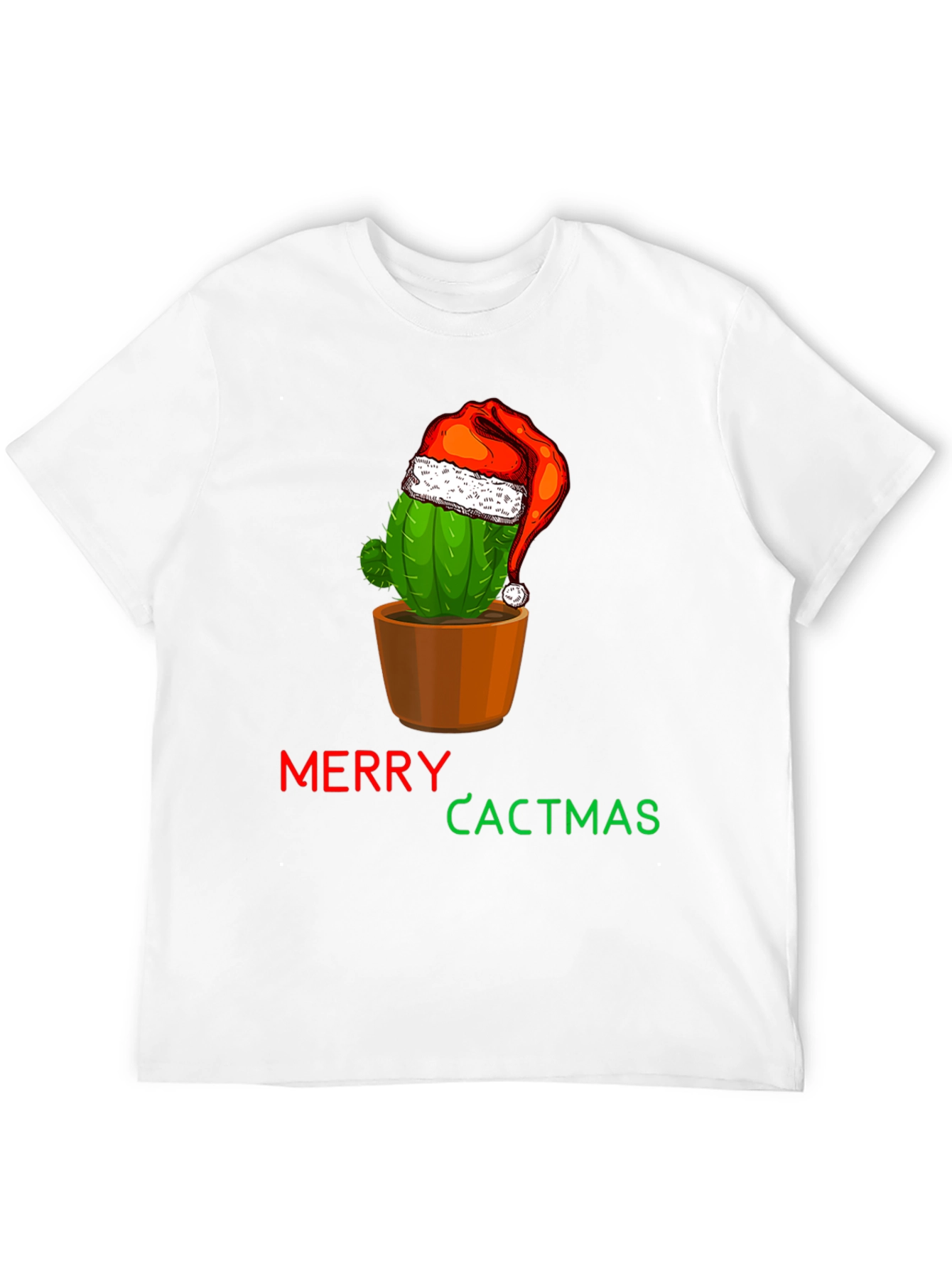 Merry Cactmas T-Shirt Cactus Santa Hat Holiday Tee