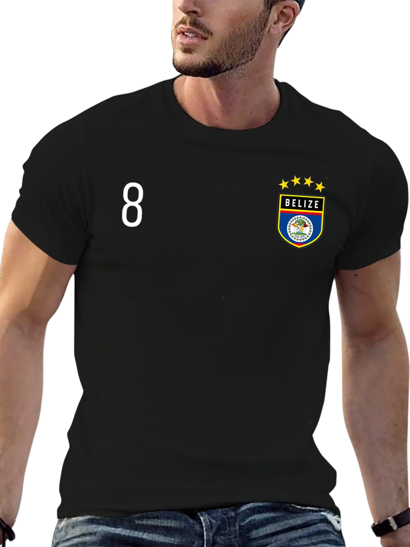 Belize Soccer Jersey Style Black T-Shirt