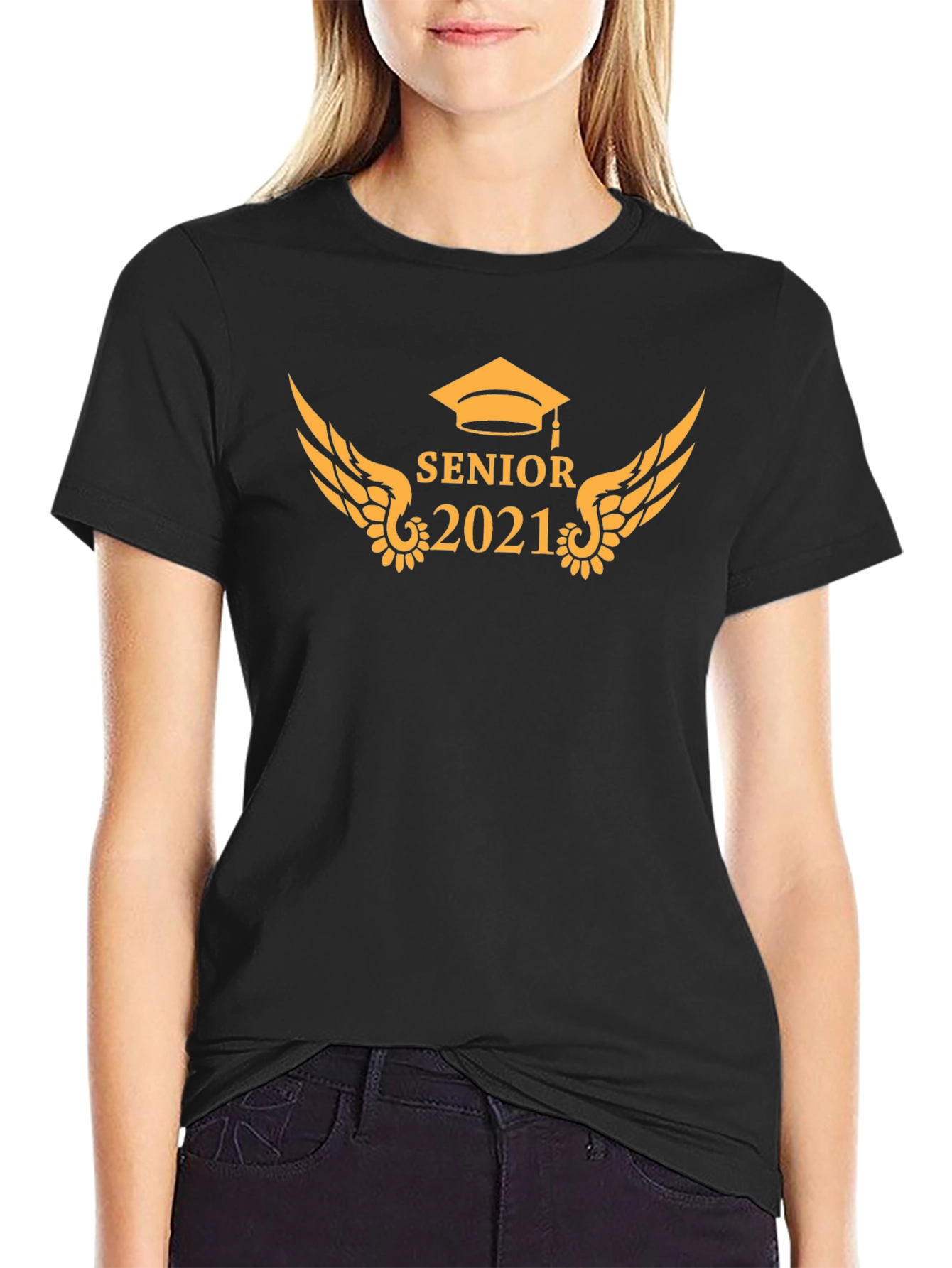 Senior 2021 Black Graphic T-Shirt
