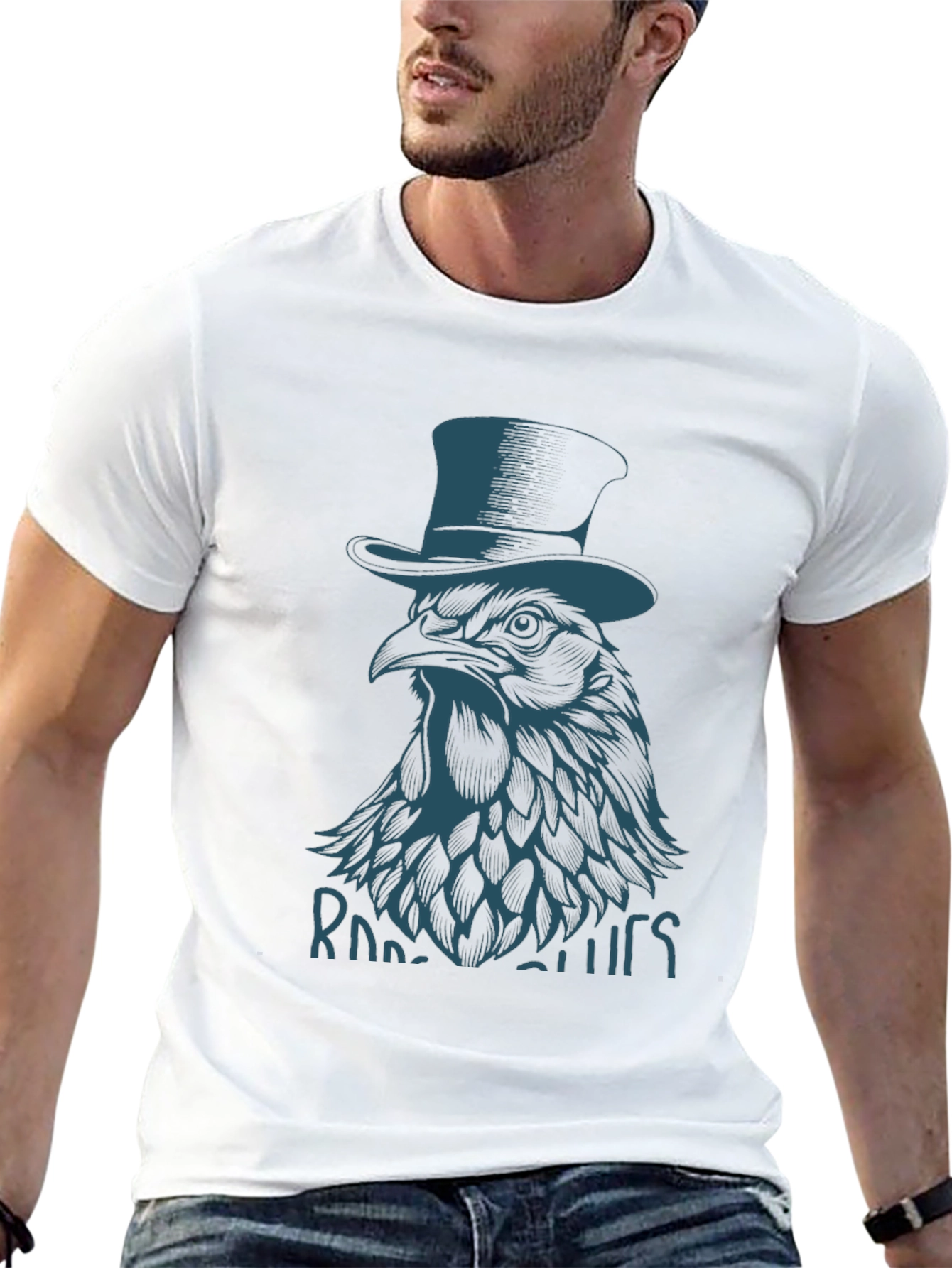 Rooster Blues Graphic T-Shirt - Black