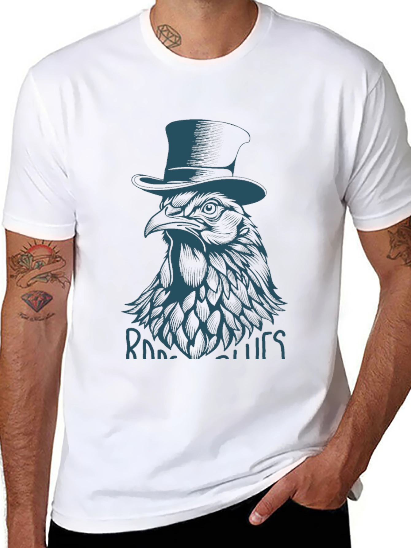 Rooster Blues Graphic T-Shirt - Black