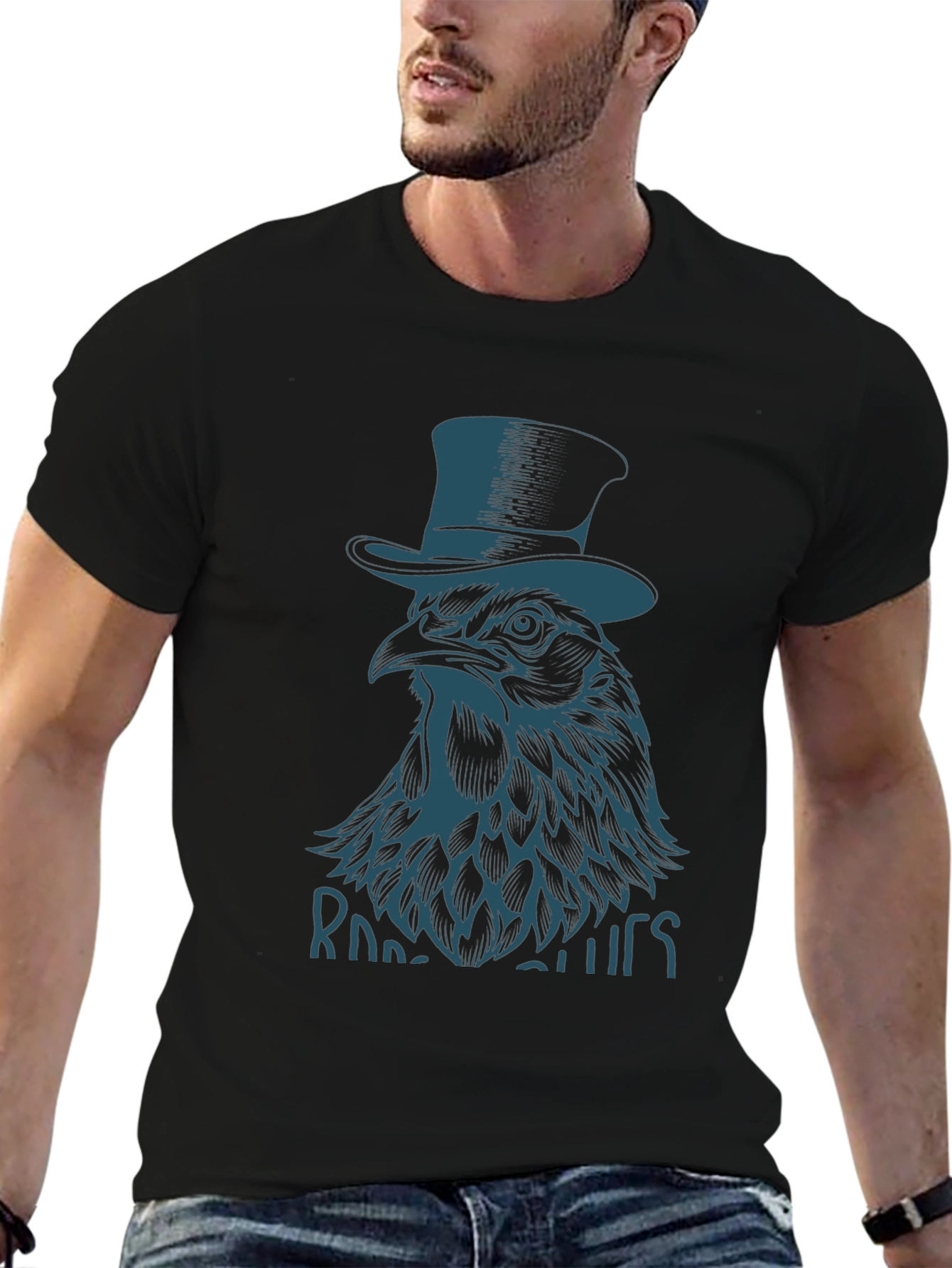 Rooster Blues Graphic T-Shirt - Black