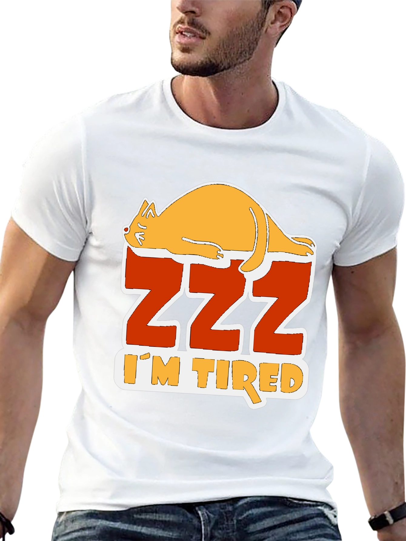 Funny Cat Zzz Im Tired Graphic T-Shirt