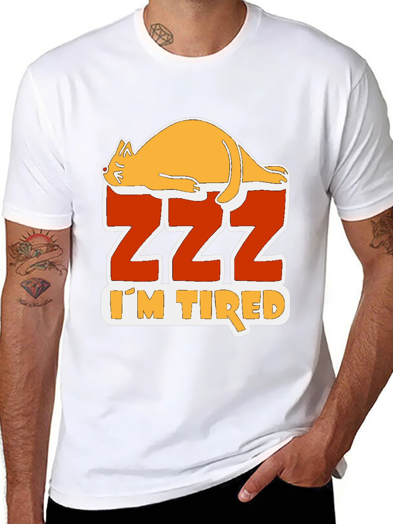 Funny Cat Zzz Im Tired Graphic T-Shirt