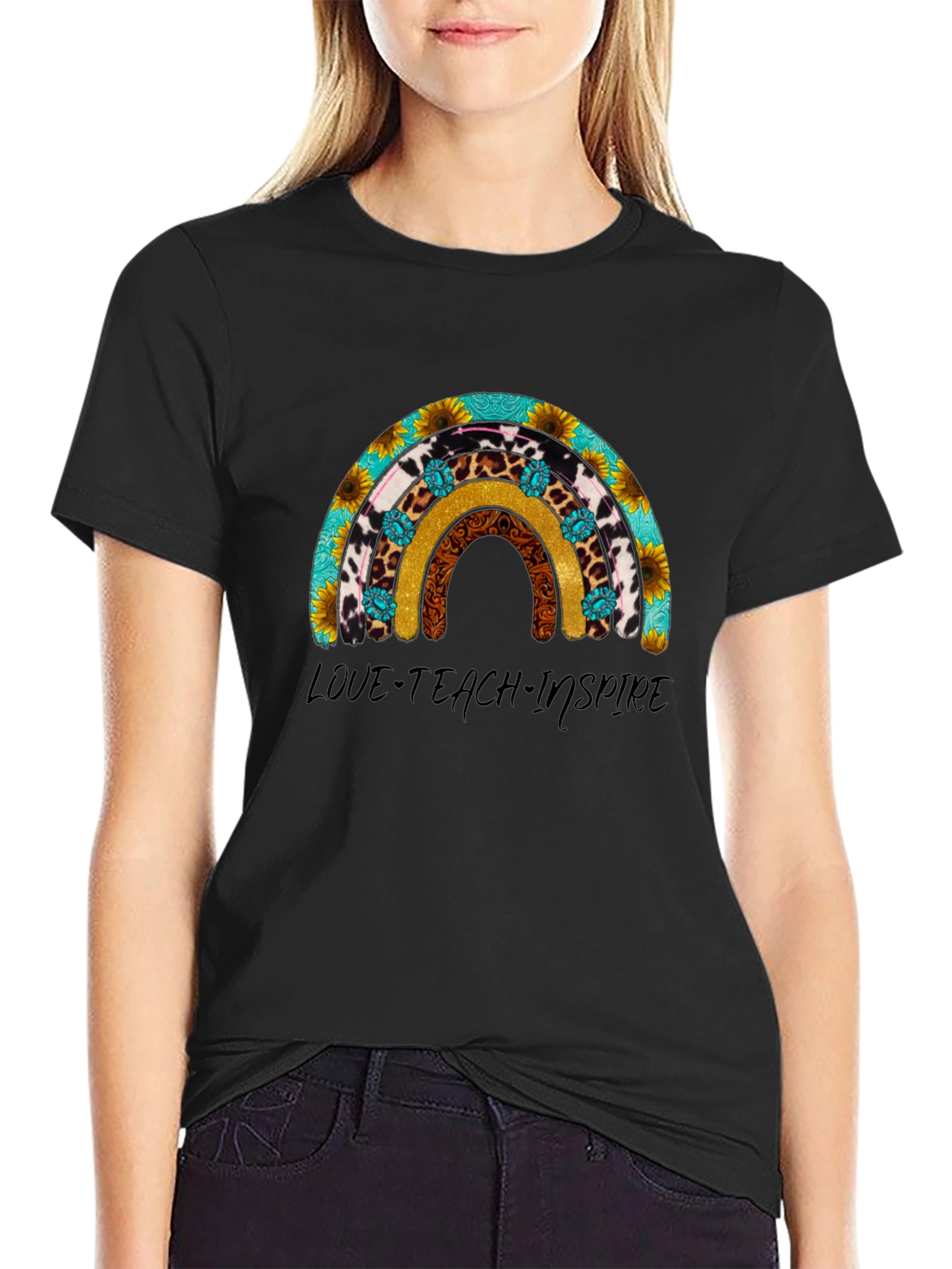 Love Teach Inspire Rainbow Graphic Tee