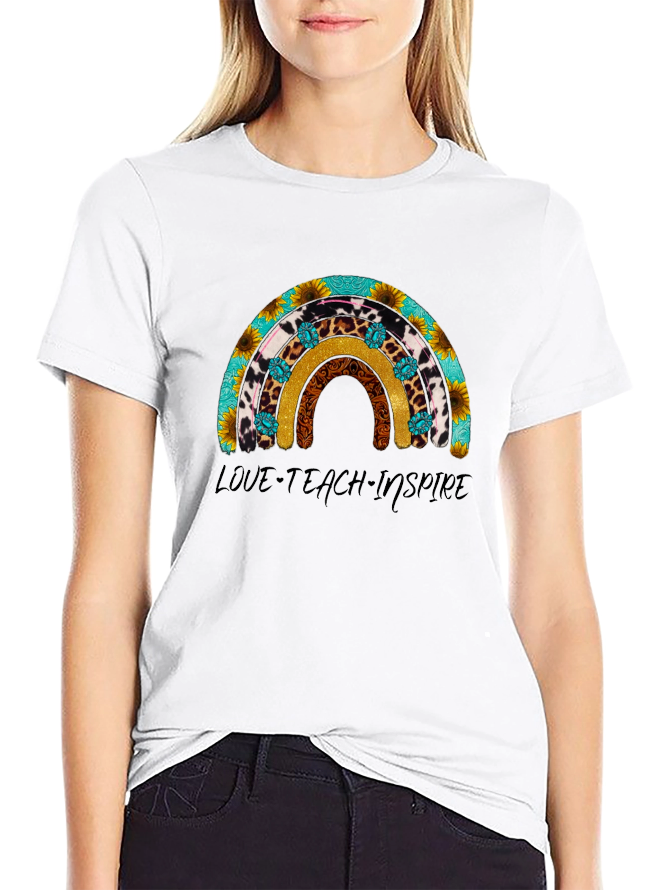 Love Teach Inspire Rainbow Graphic Tee