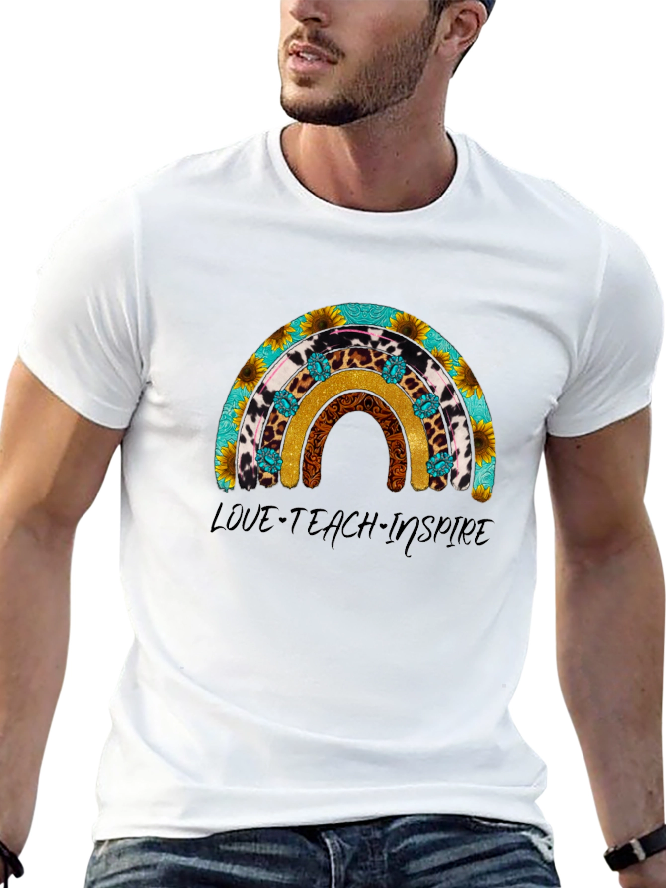 Love Teach Inspire Rainbow Graphic Tee