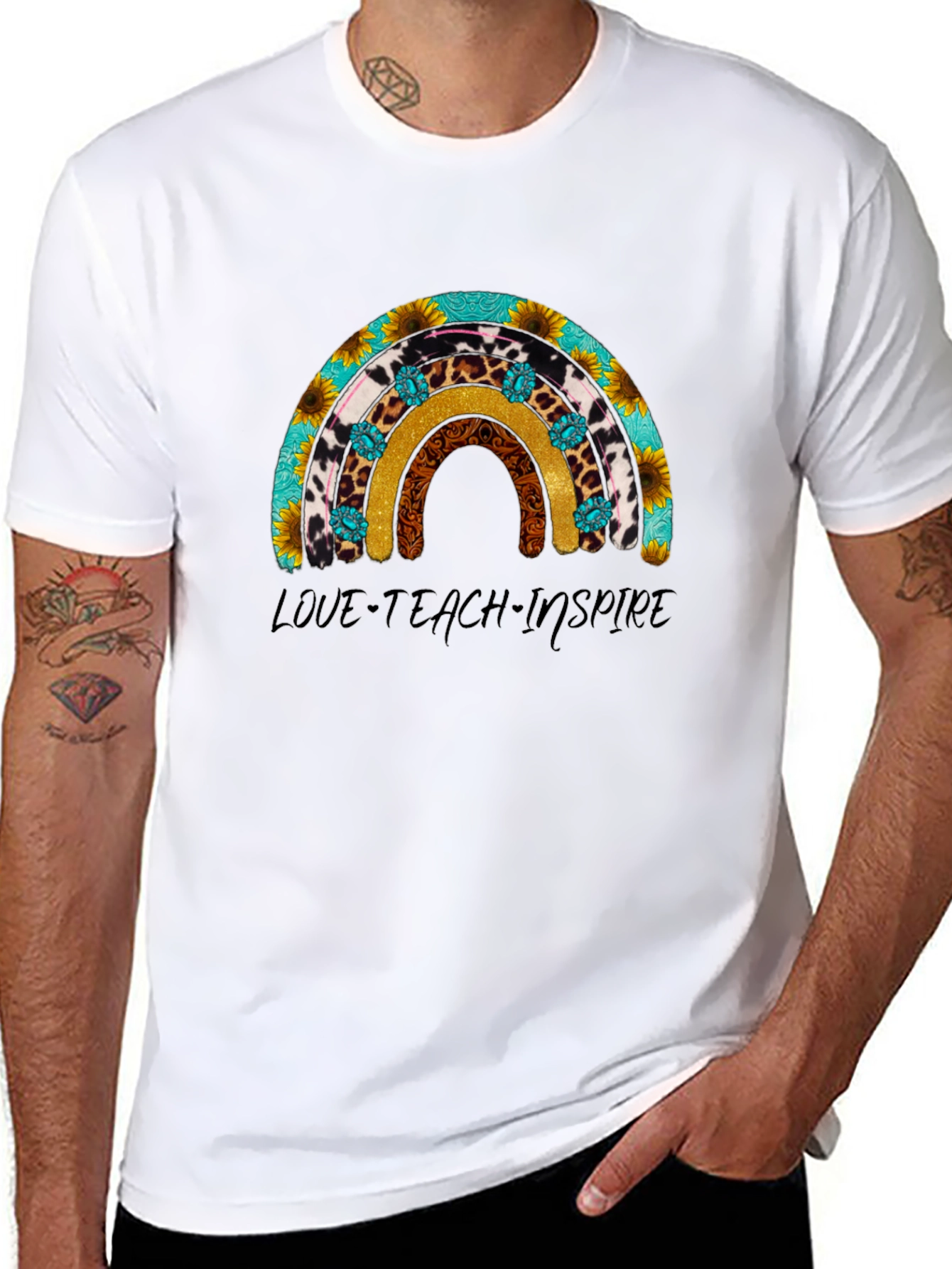 Love Teach Inspire Rainbow Graphic Tee