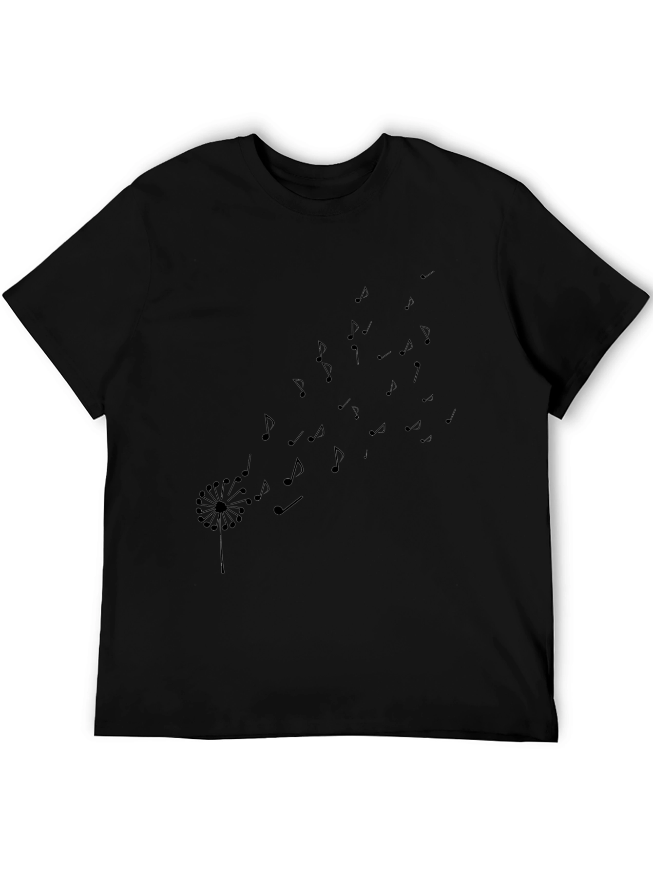 Black Dandelion Music Notes T-Shirt