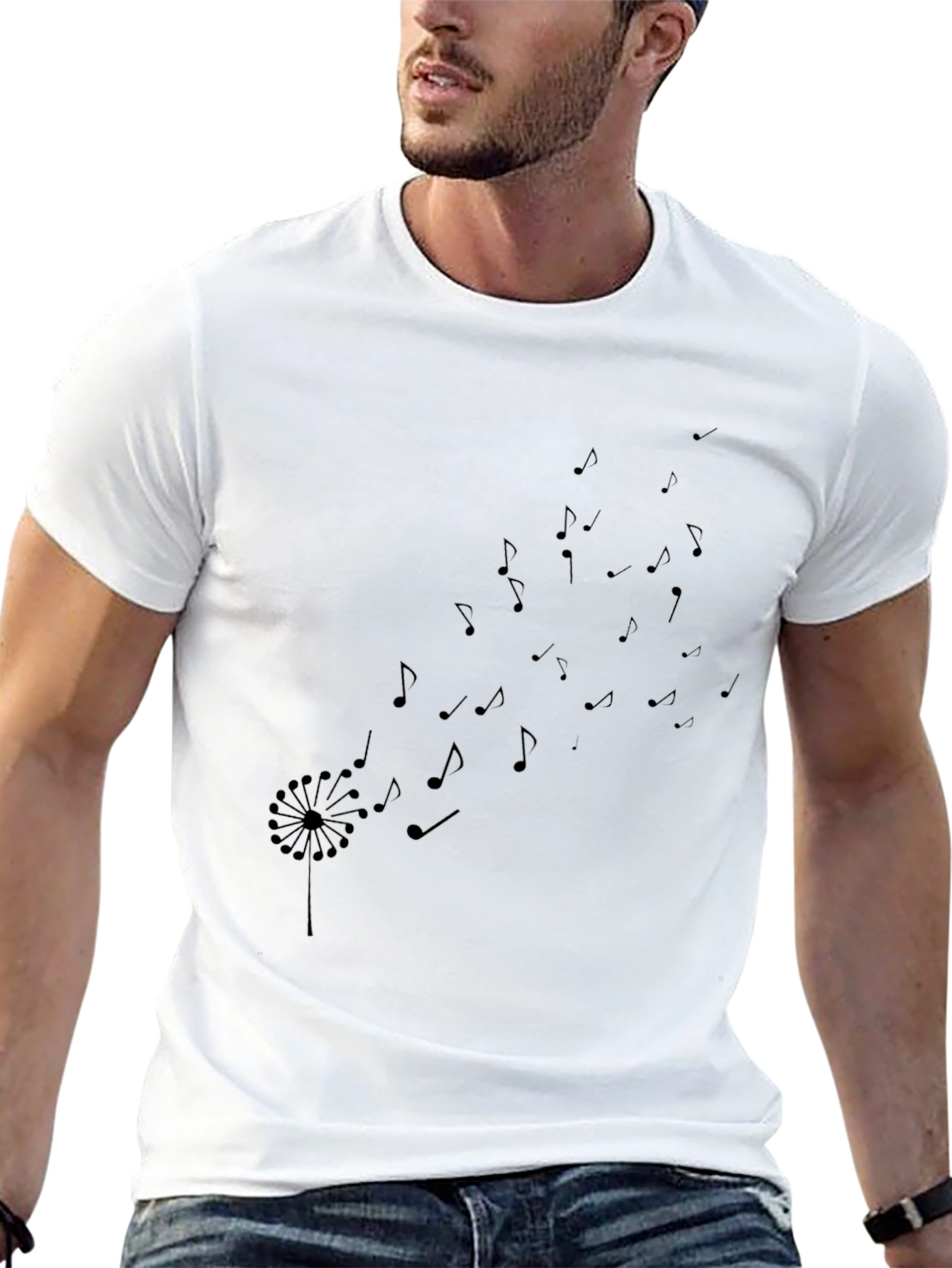 Black Dandelion Music Notes T-Shirt