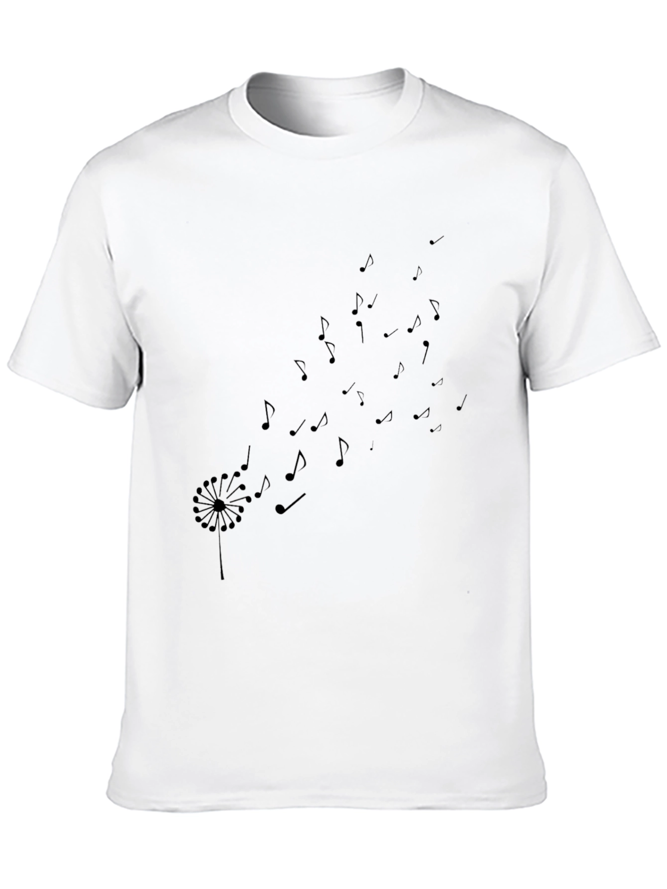 Black Dandelion Music Notes T-Shirt