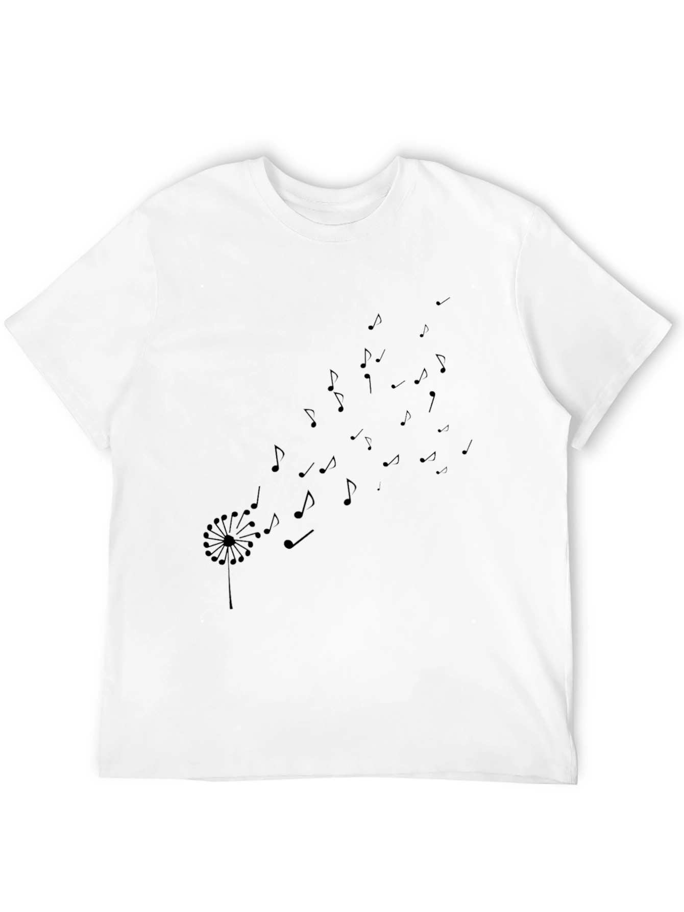 Black Dandelion Music Notes T-Shirt