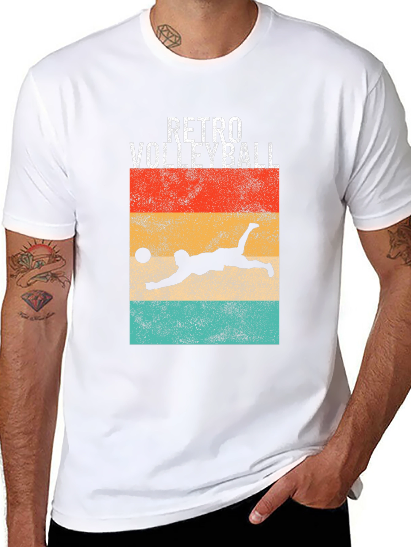 Retro Volleyball Graphic T-Shirt - Black