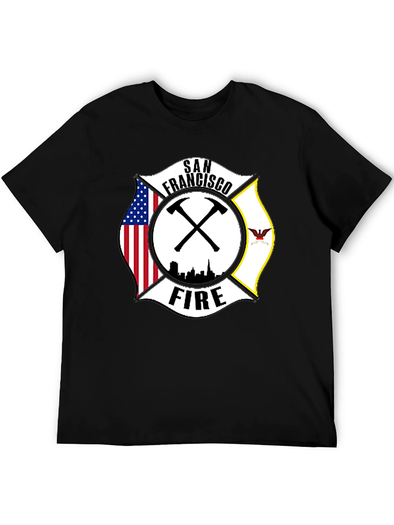 San Francisco Firefighter T-Shirt - Maltese Cross Design