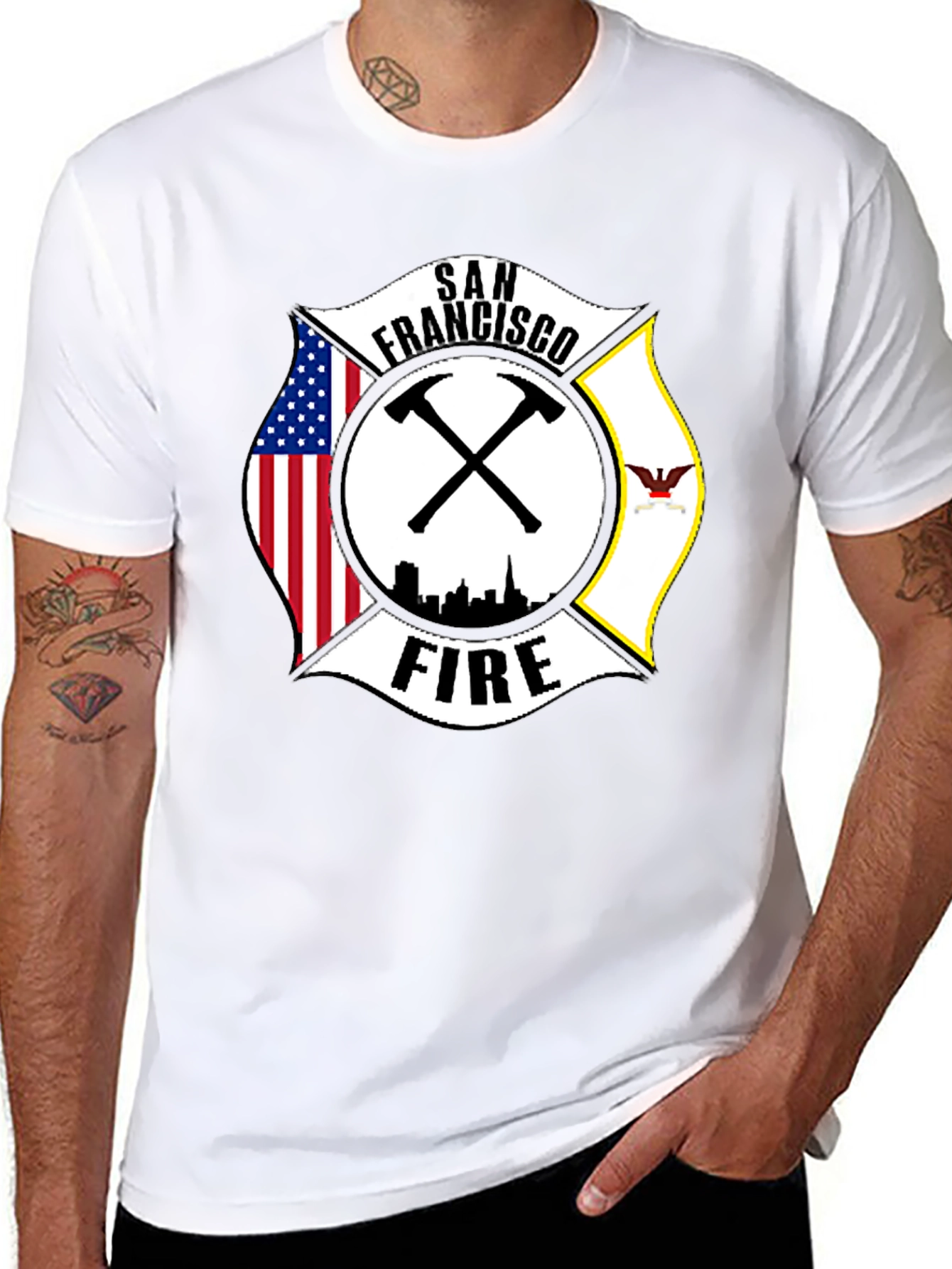 San Francisco Firefighter T-Shirt - Maltese Cross Design