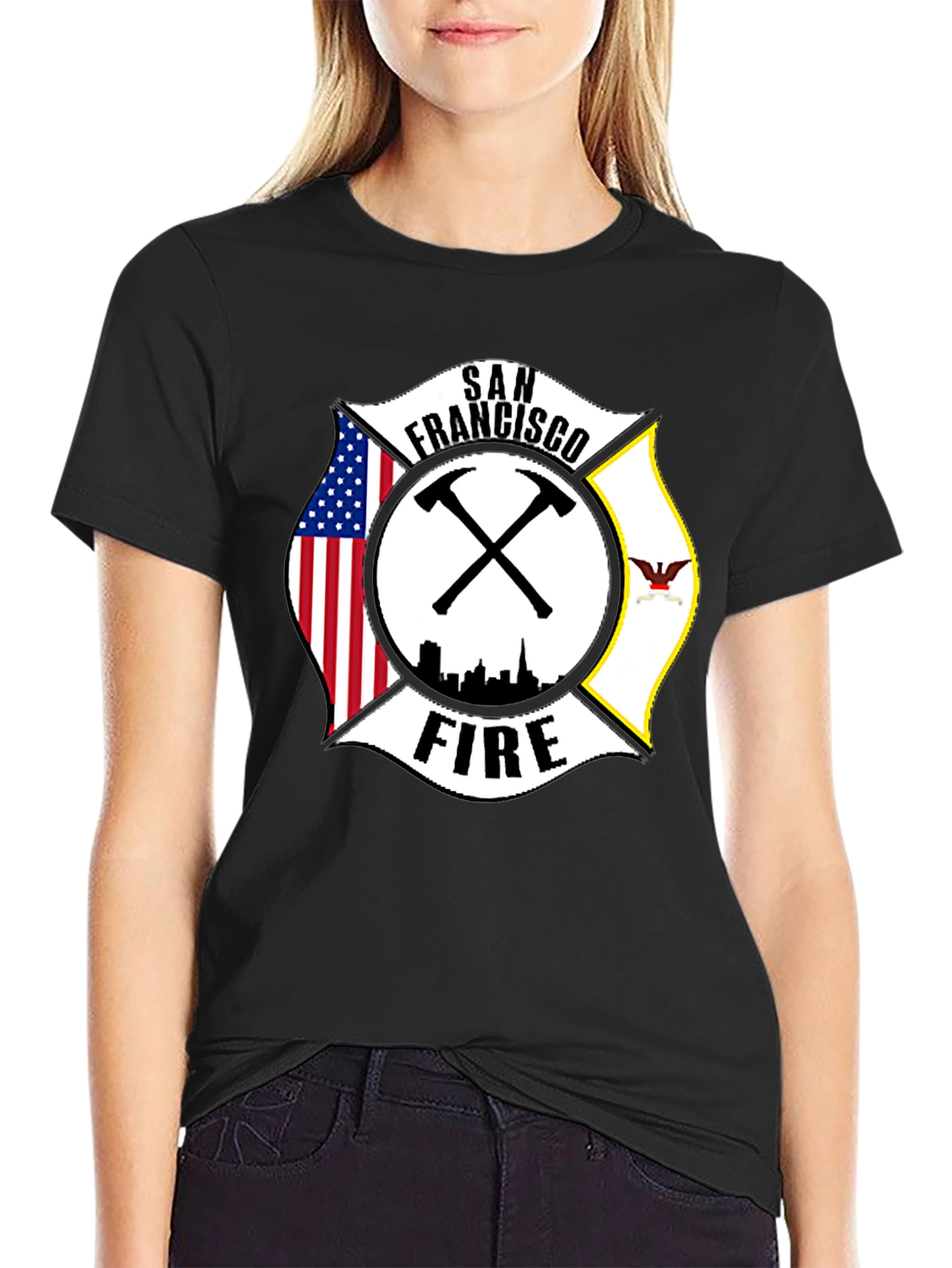 San Francisco Firefighter T-Shirt - Maltese Cross Design