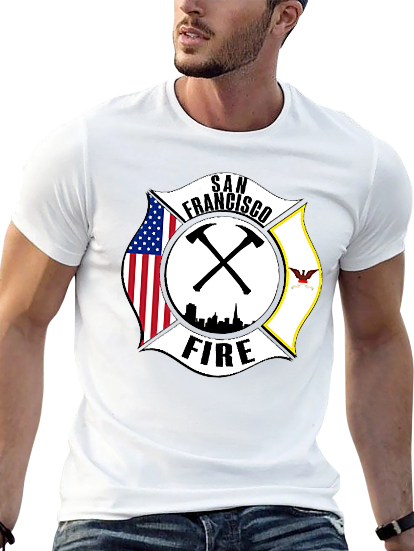San Francisco Firefighter T-Shirt - Maltese Cross Design