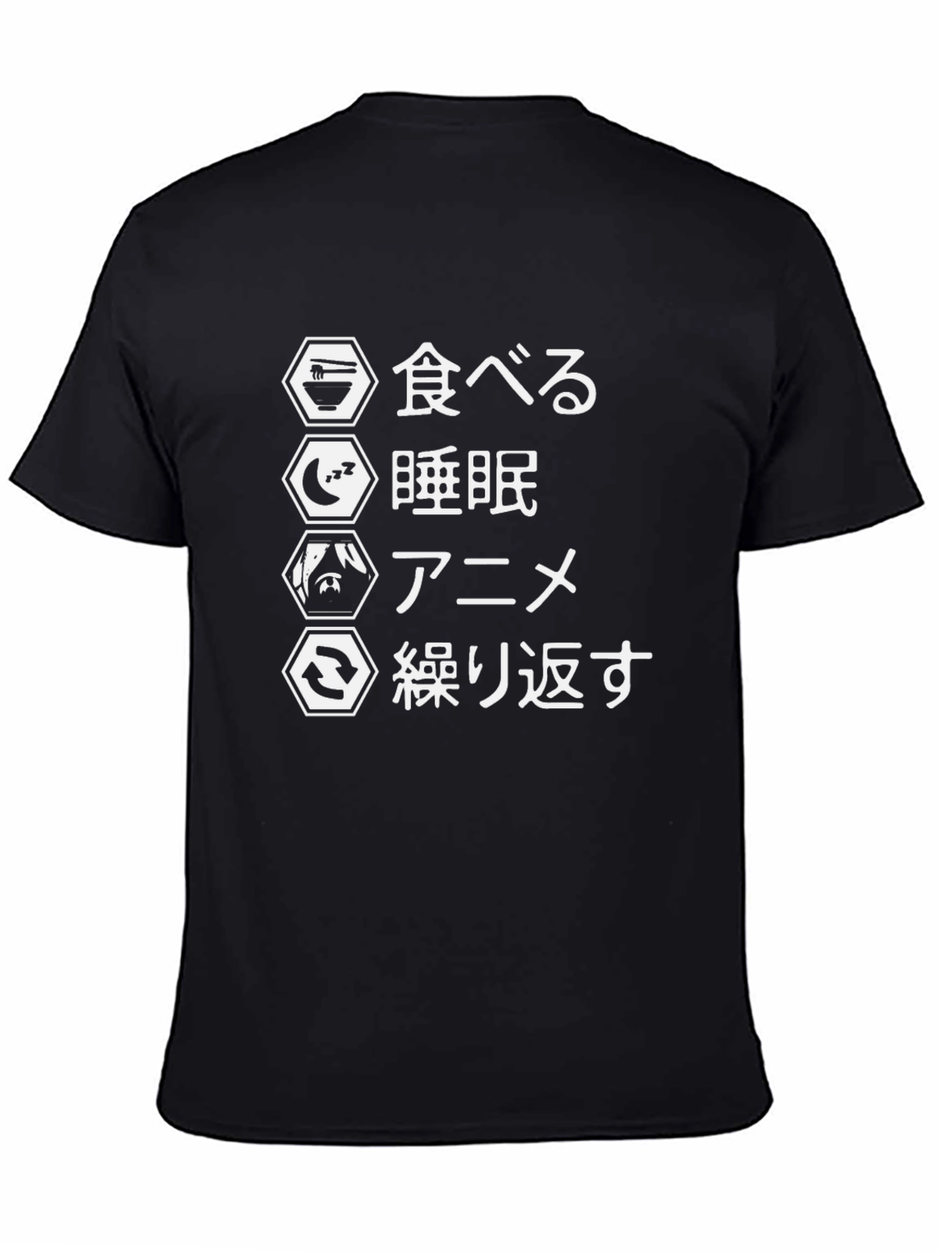 Anime Eat Sleep Repeat Black T-Shirt