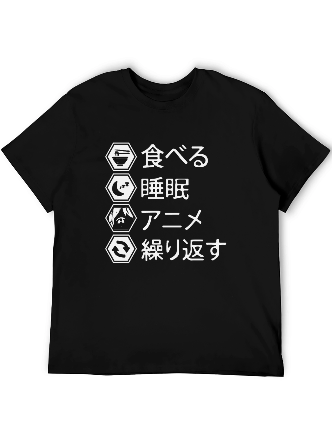 Anime Eat Sleep Repeat Black T-Shirt