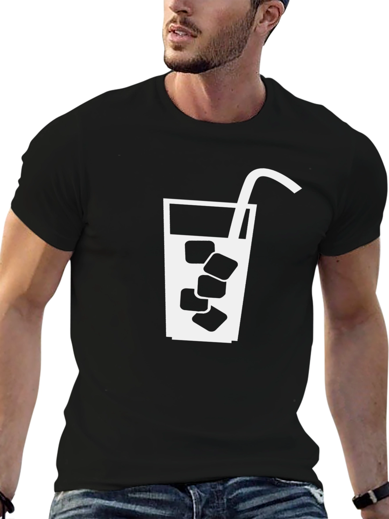 Cool Drink Graphic Tee - Black Cotton T-Shirt