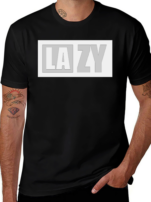 Lazy Graphic Tee - Casual Black T-Shirt for Men