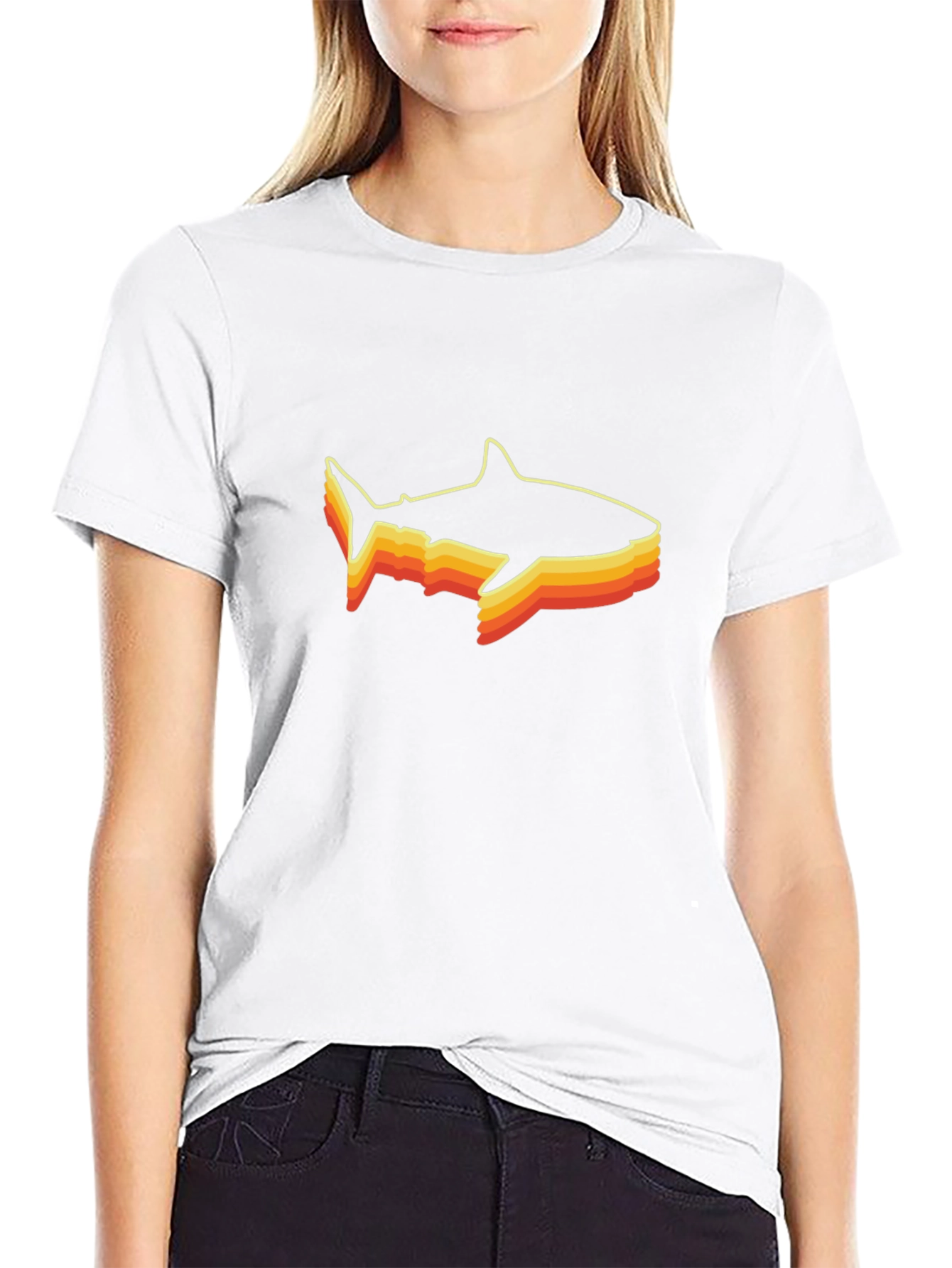 Retro Shark Graphic Black T-Shirt