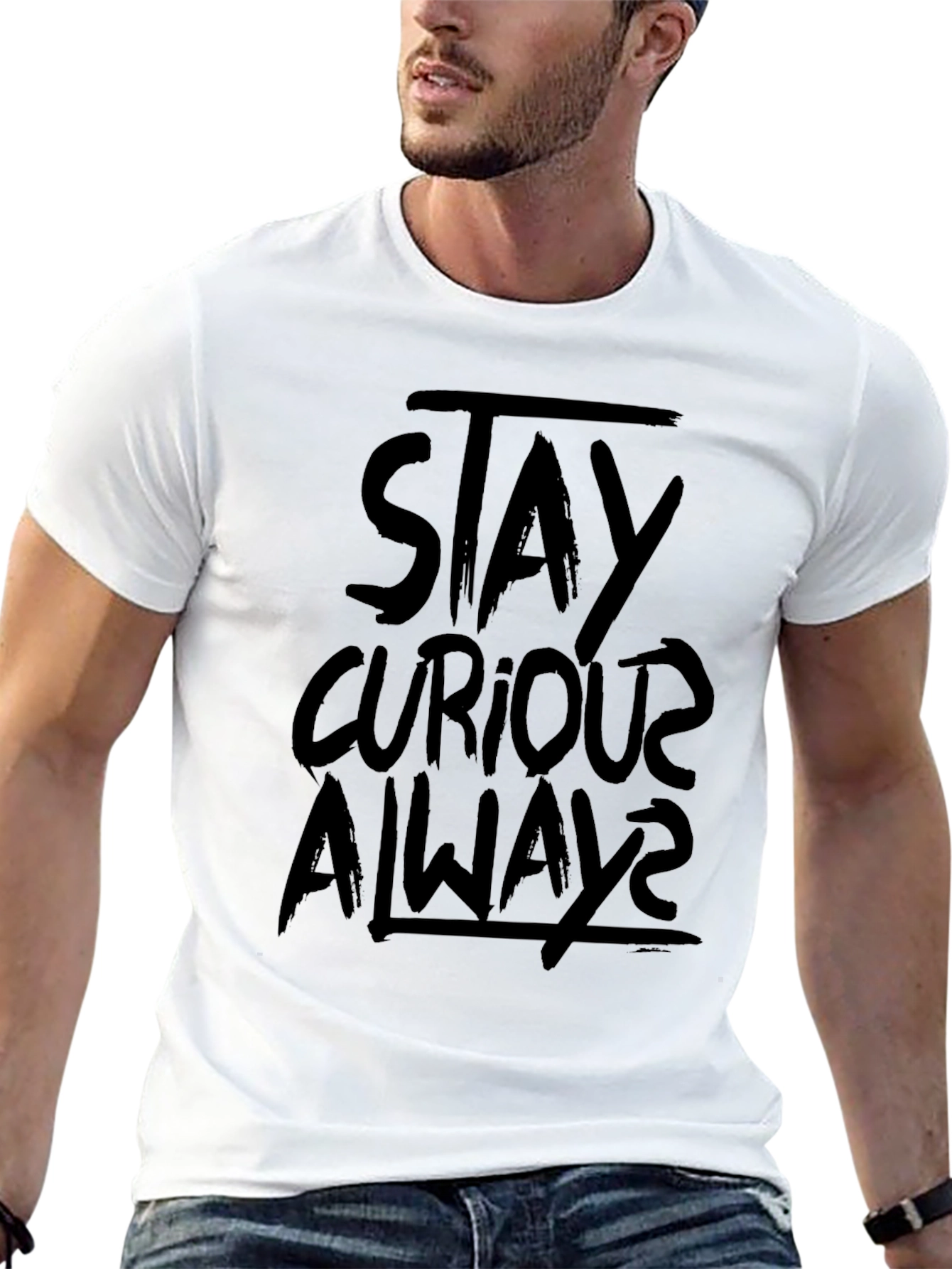 Stay Curious Always Black Graphic Tee