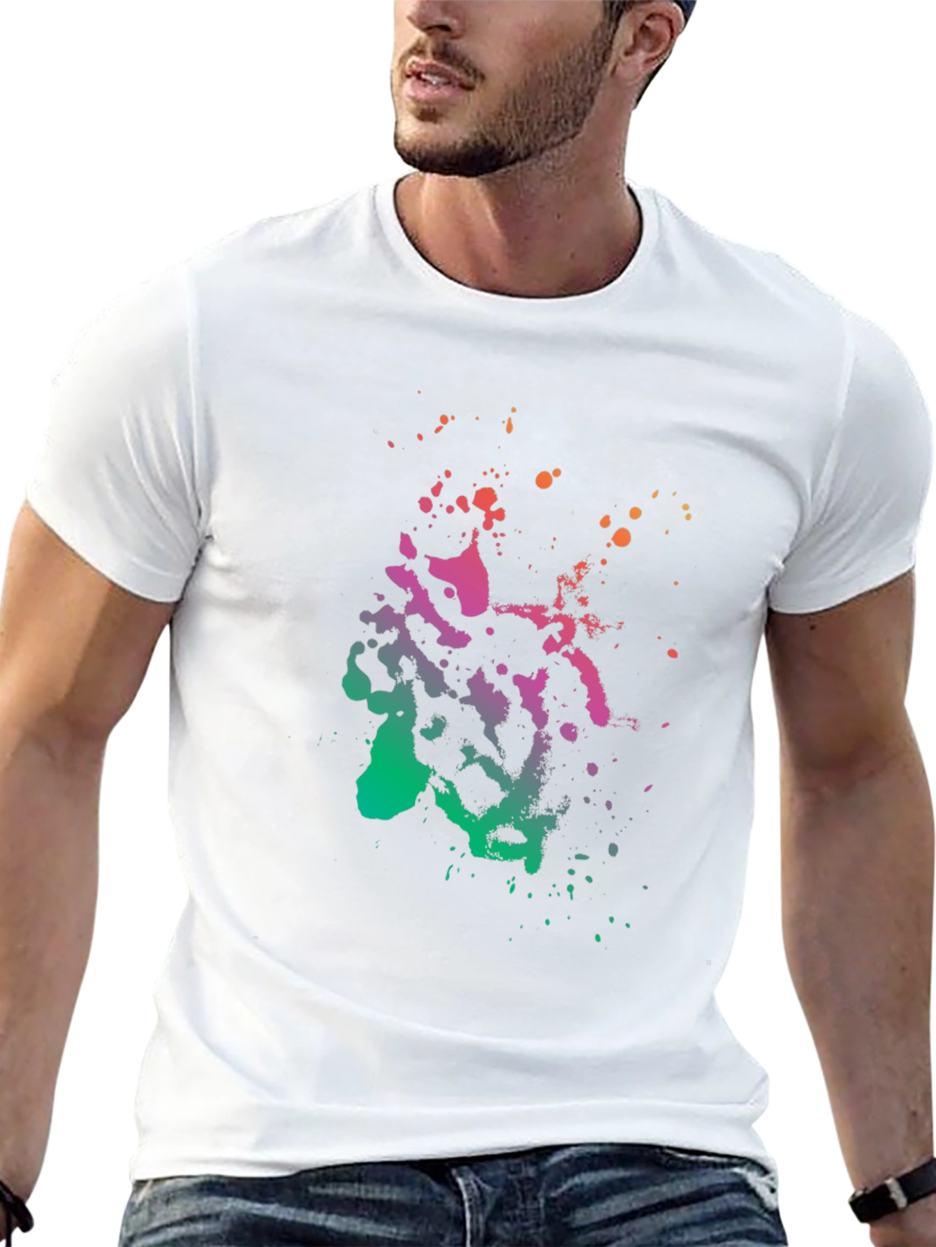 Abstract Splatter Print Black T-Shirt