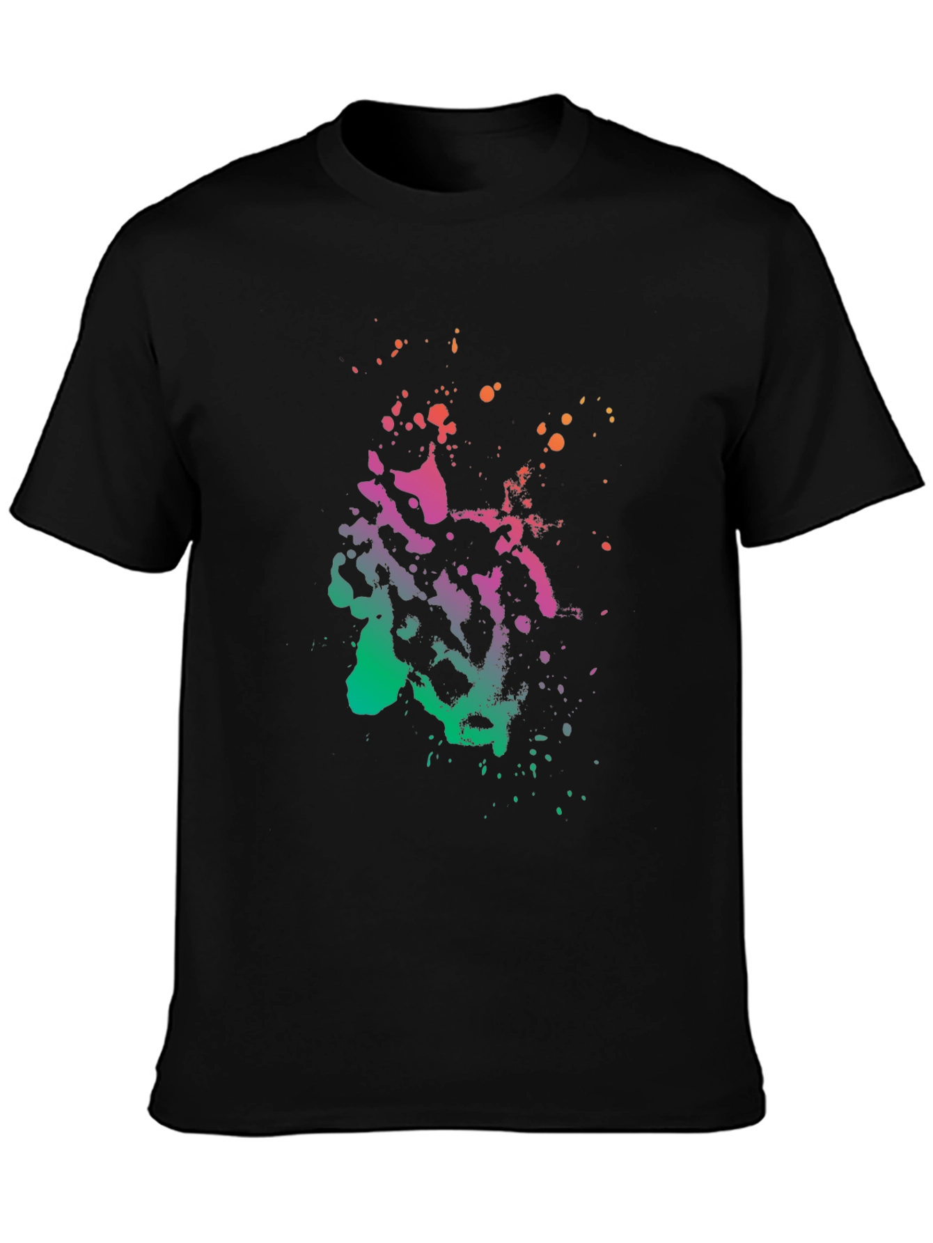 Abstract Splatter Print Black T-Shirt