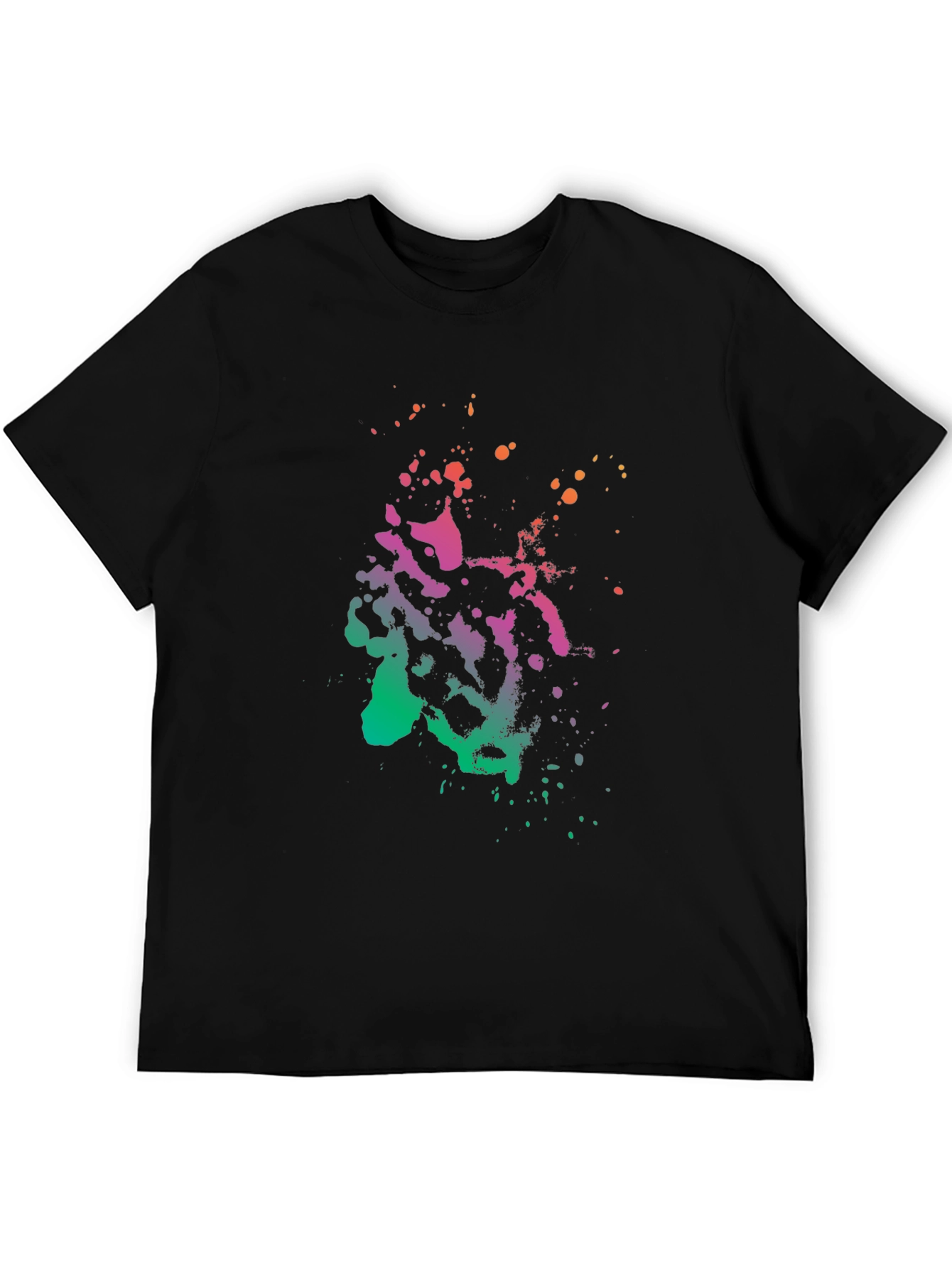 Abstract Splatter Print Black T-Shirt