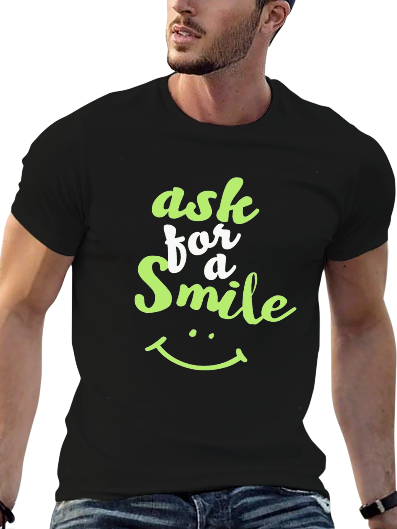 Ask For A Smile Black Graphic Tee