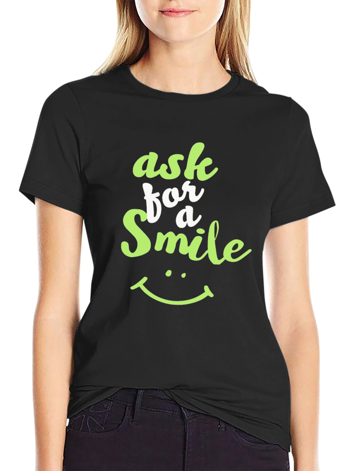 Ask For A Smile Black Graphic Tee