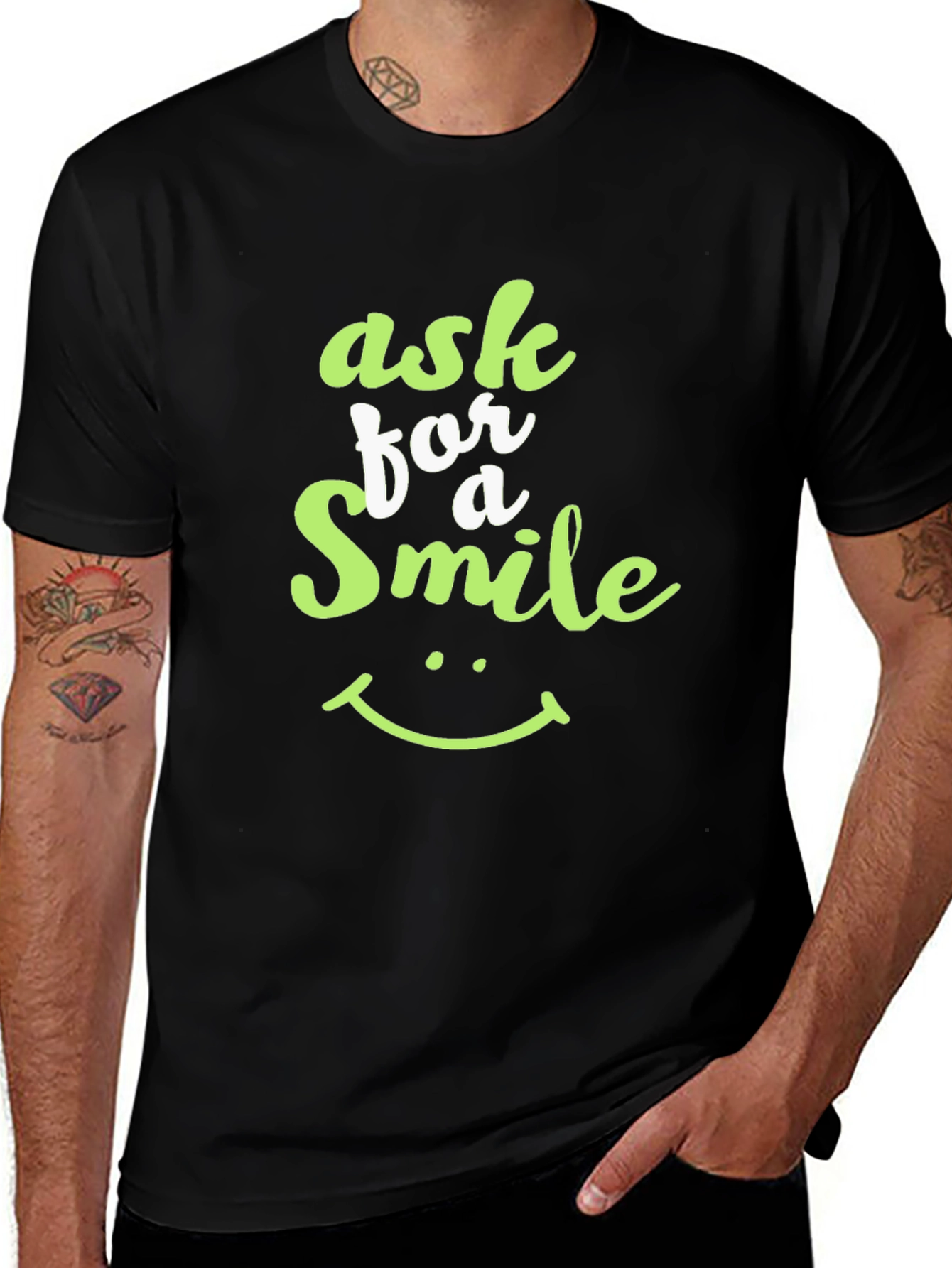 Ask For A Smile Black Graphic Tee