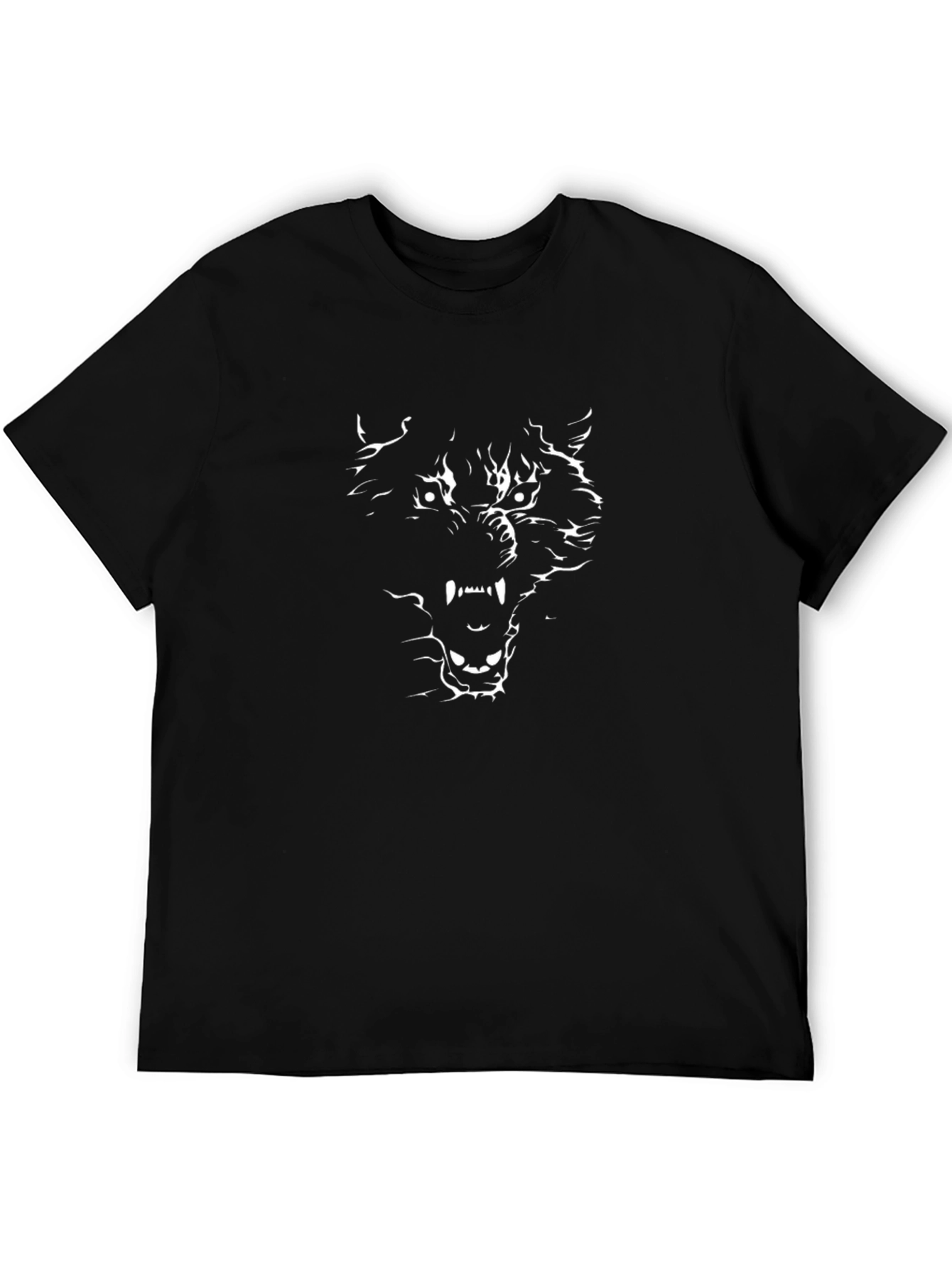 Black Wolf Graphic Tee - Fierce Animal Design